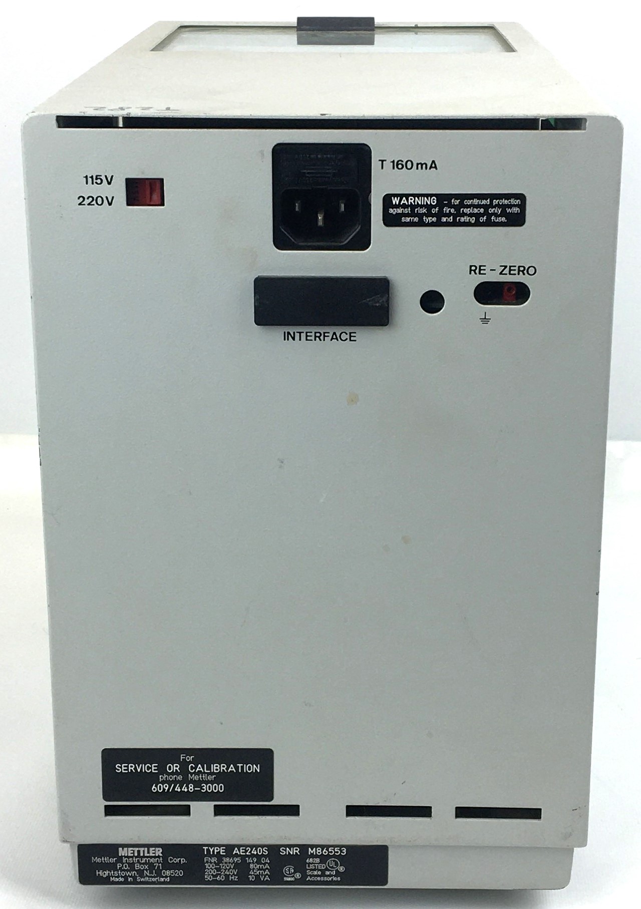 Used Mettler Toledo AE240-S Analytical Balance (205g x 0.1mg)