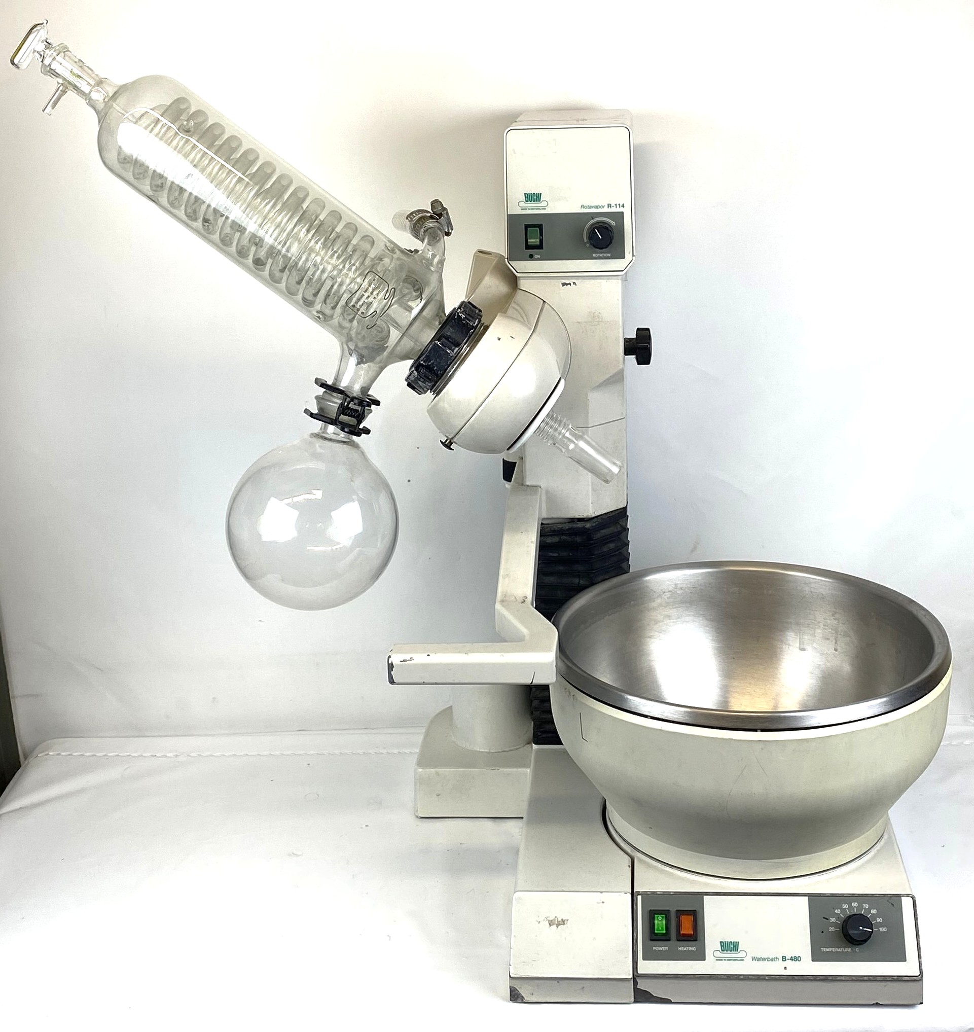 New Open Box Buchi Rotavapor R-114 Rotary Evaporator with B-480 Bath - COMPLETE