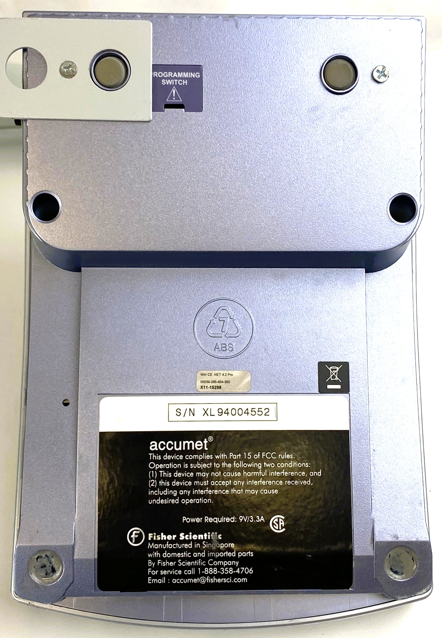 Used Fisher Accumet Excel XL15 pH-mV Meter with Temperature Probe and Support Arm