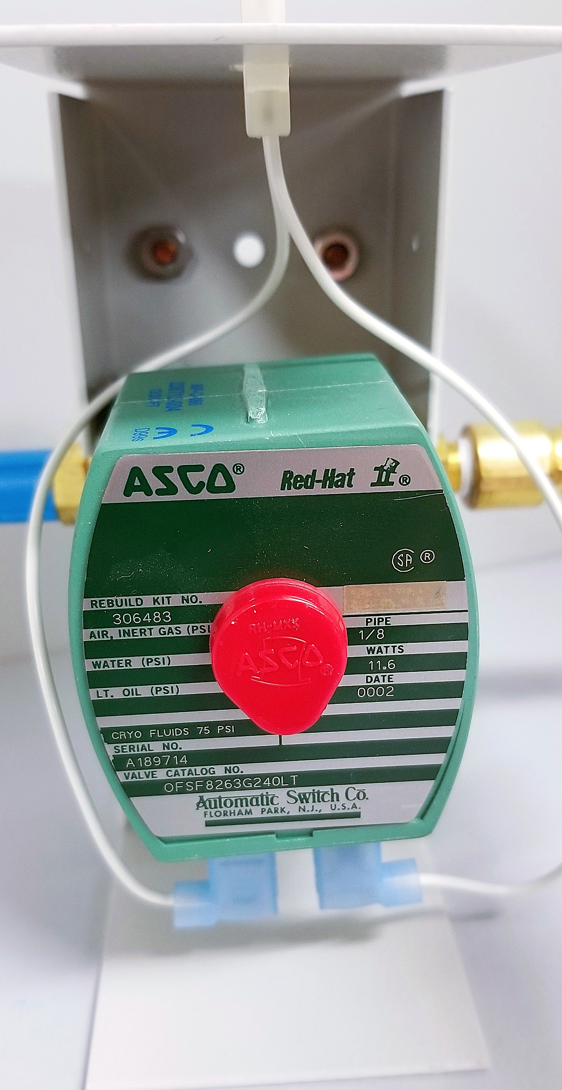 Used ASCO Red Hat II (OFSF-8263-G240LT) Solenoid Valve with Mount