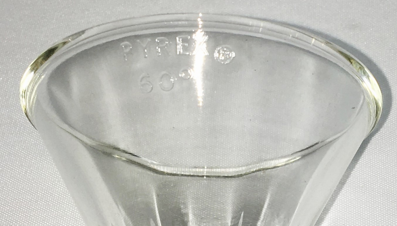 Used Corning PYREX 6180-65 Fluted 60° Angle Funnel 