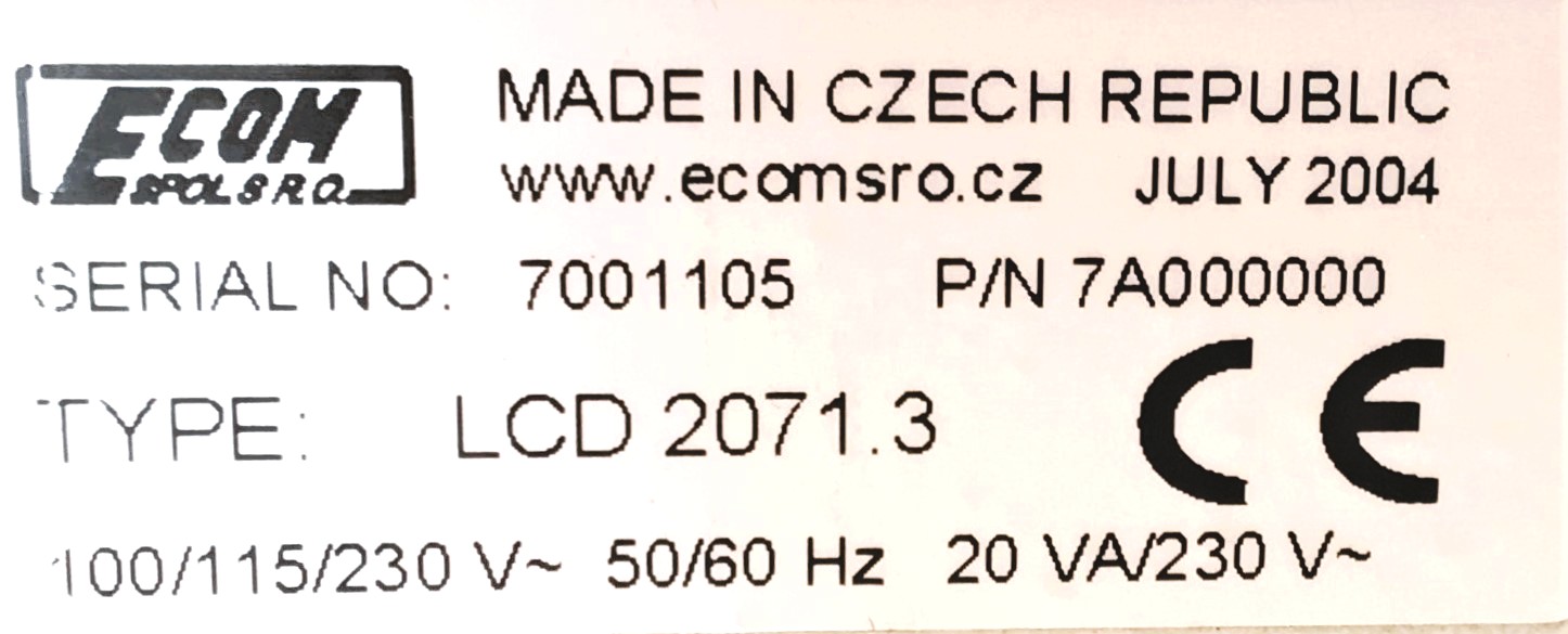 New Open Box ECOM LCD 2071.3 Fixed Wavelength UV Detector