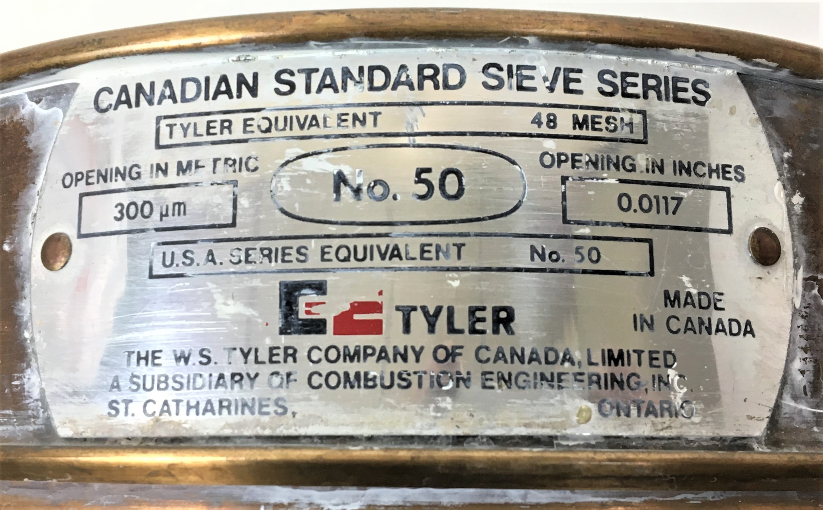 Used Tyler (Fisher) #50 Brass 8" Sieve