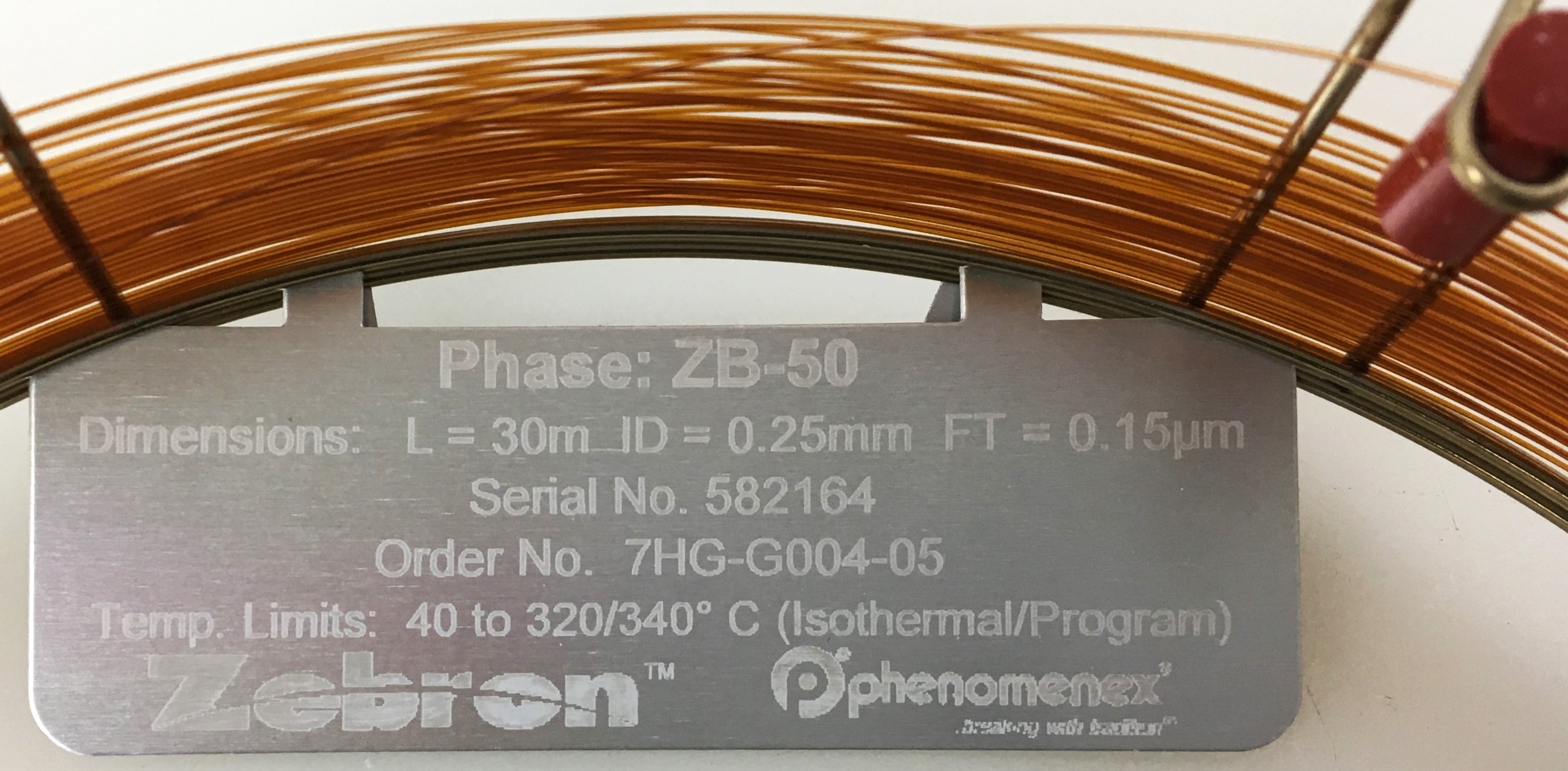 New Open Box Zebron ZB-50 (7HG-G004-05) Capillary Column (30M x 0.25mm x 0.15 µm)