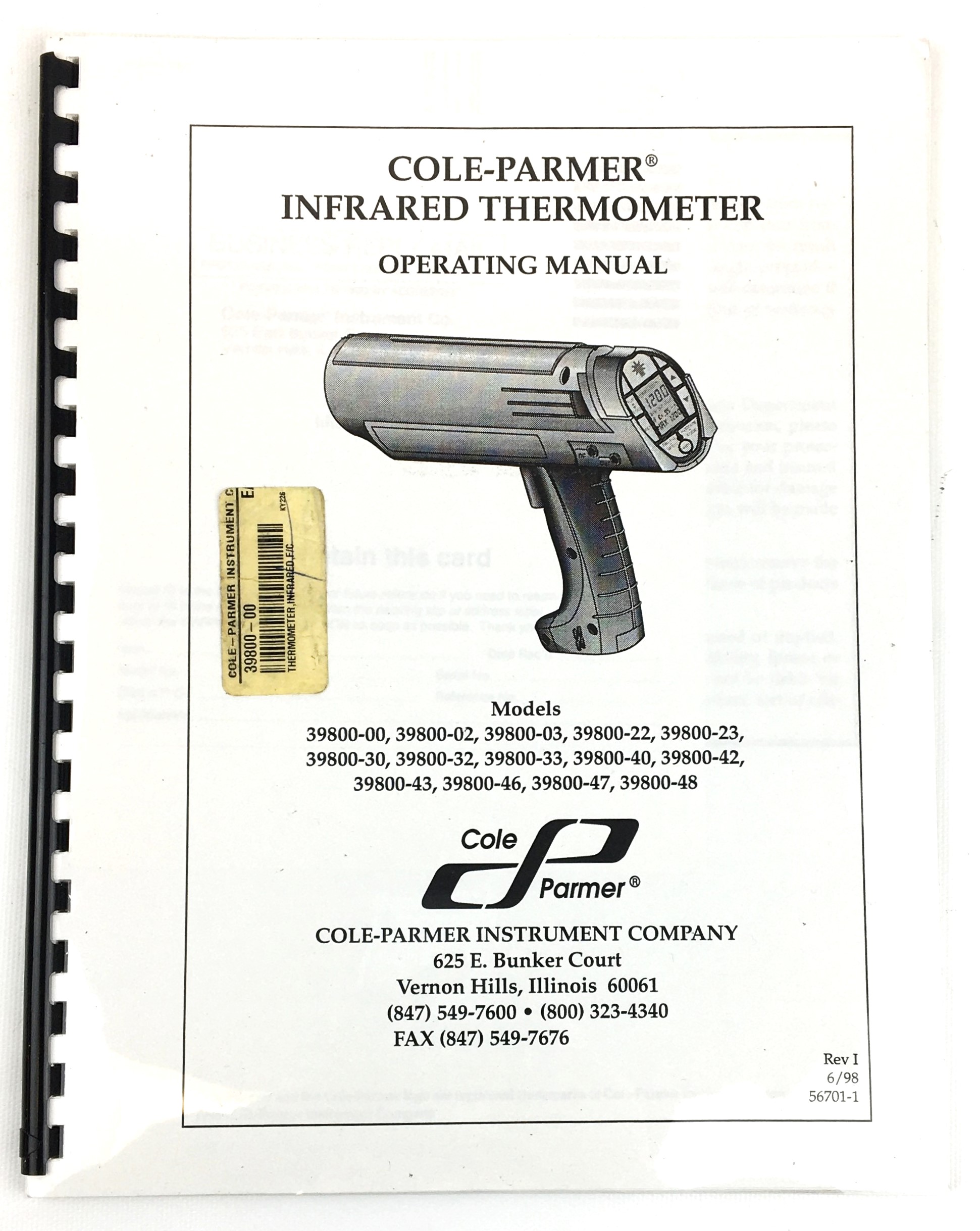 Used Cole-Parmer 39800 Digital Infrared Thermometer