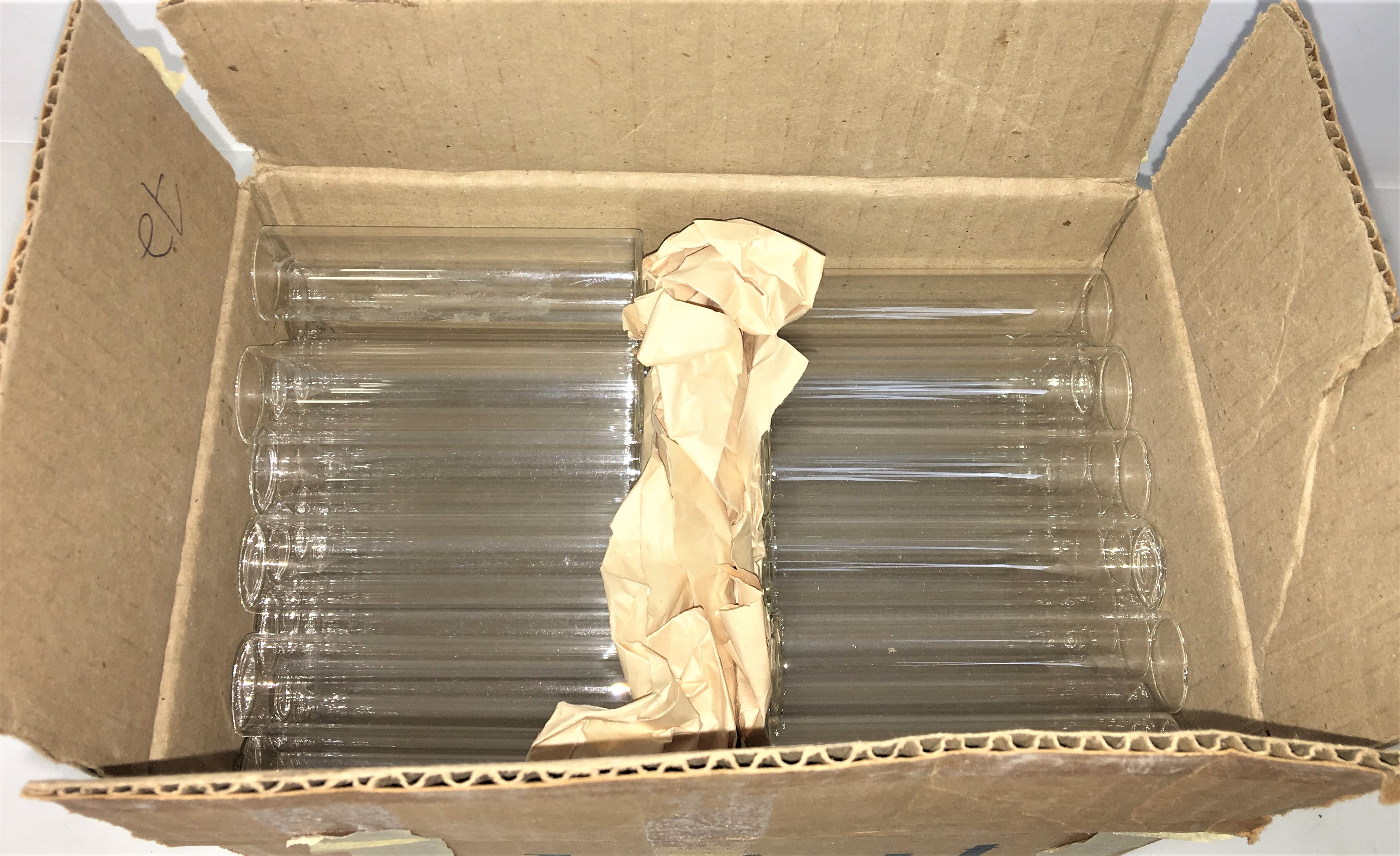 New Open Box Corning PYREX 9850-25 Flat-Bottom Culture Tube - 25 x 100mm (Box of 62)
