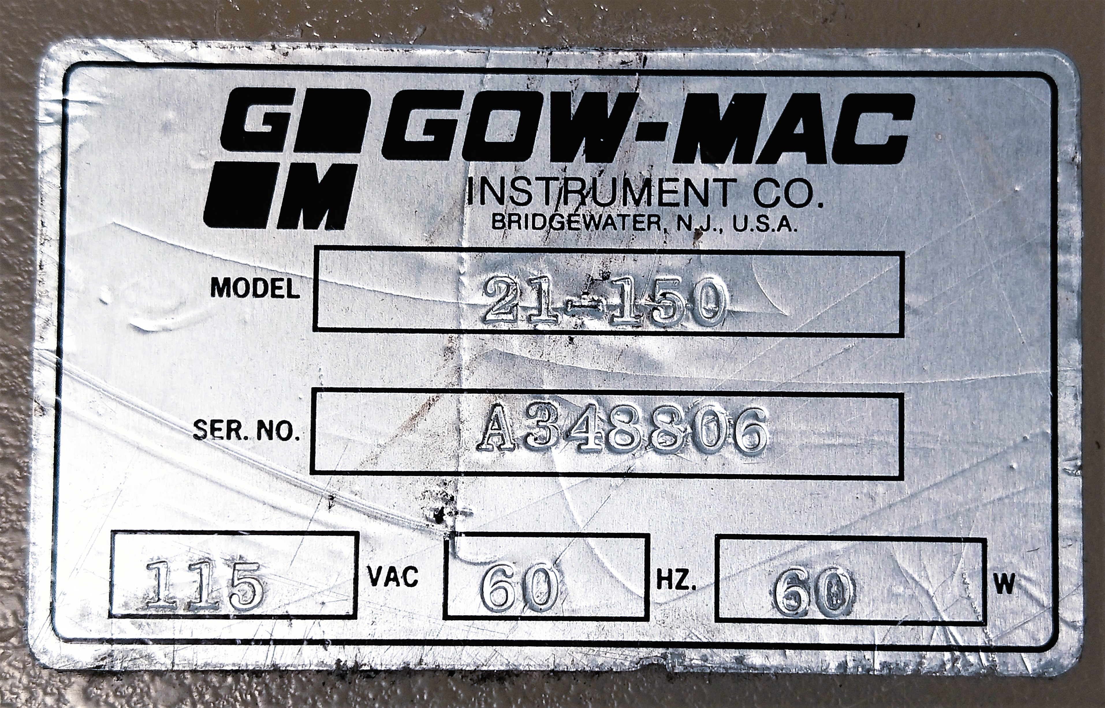 Used Gow-Mac 21-150 Helium Leak Detector for GC