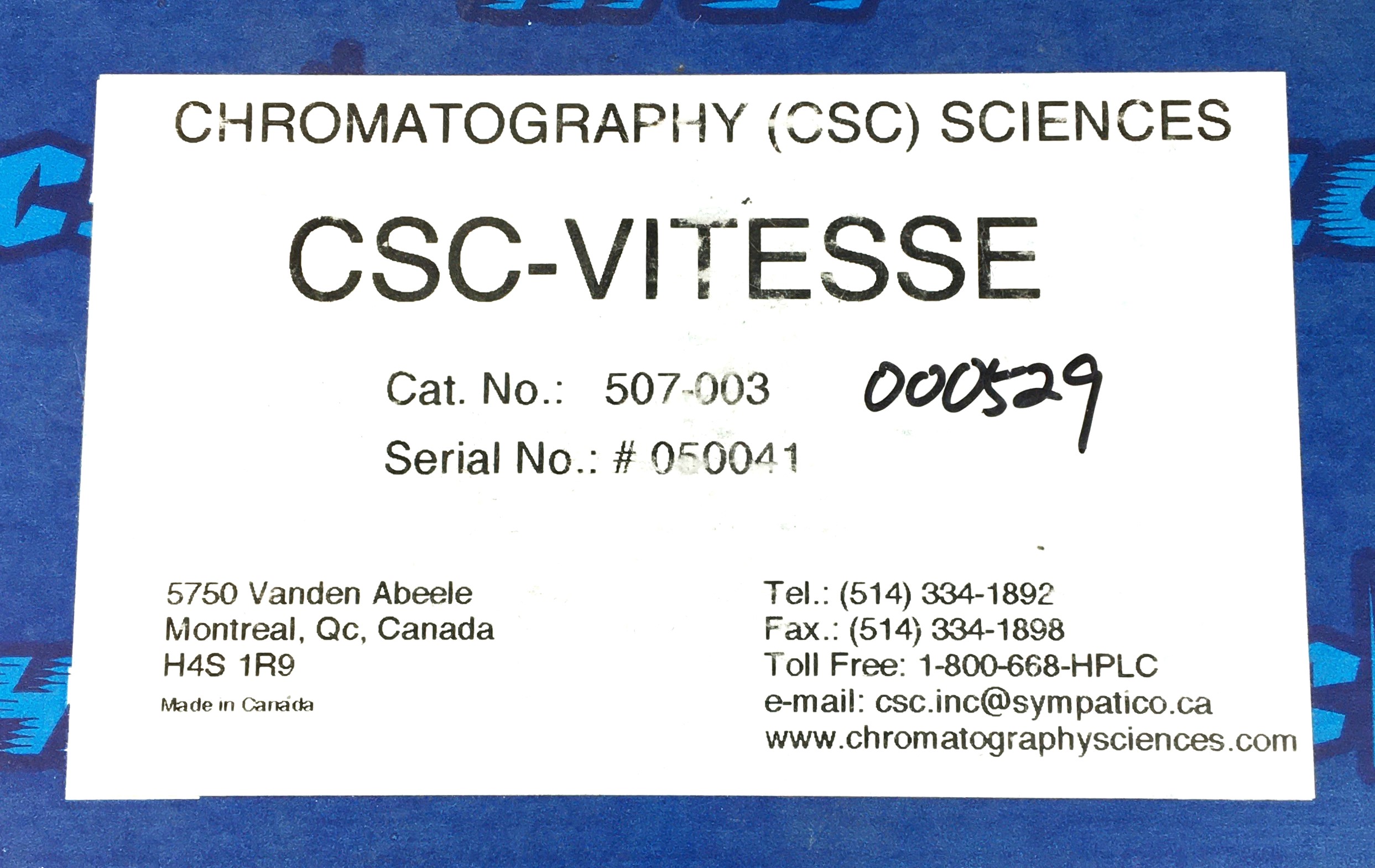 Used CSC-Vitesse 507-003 HPLC Guard Column (5 cm × 4.6 mm x 3µm)