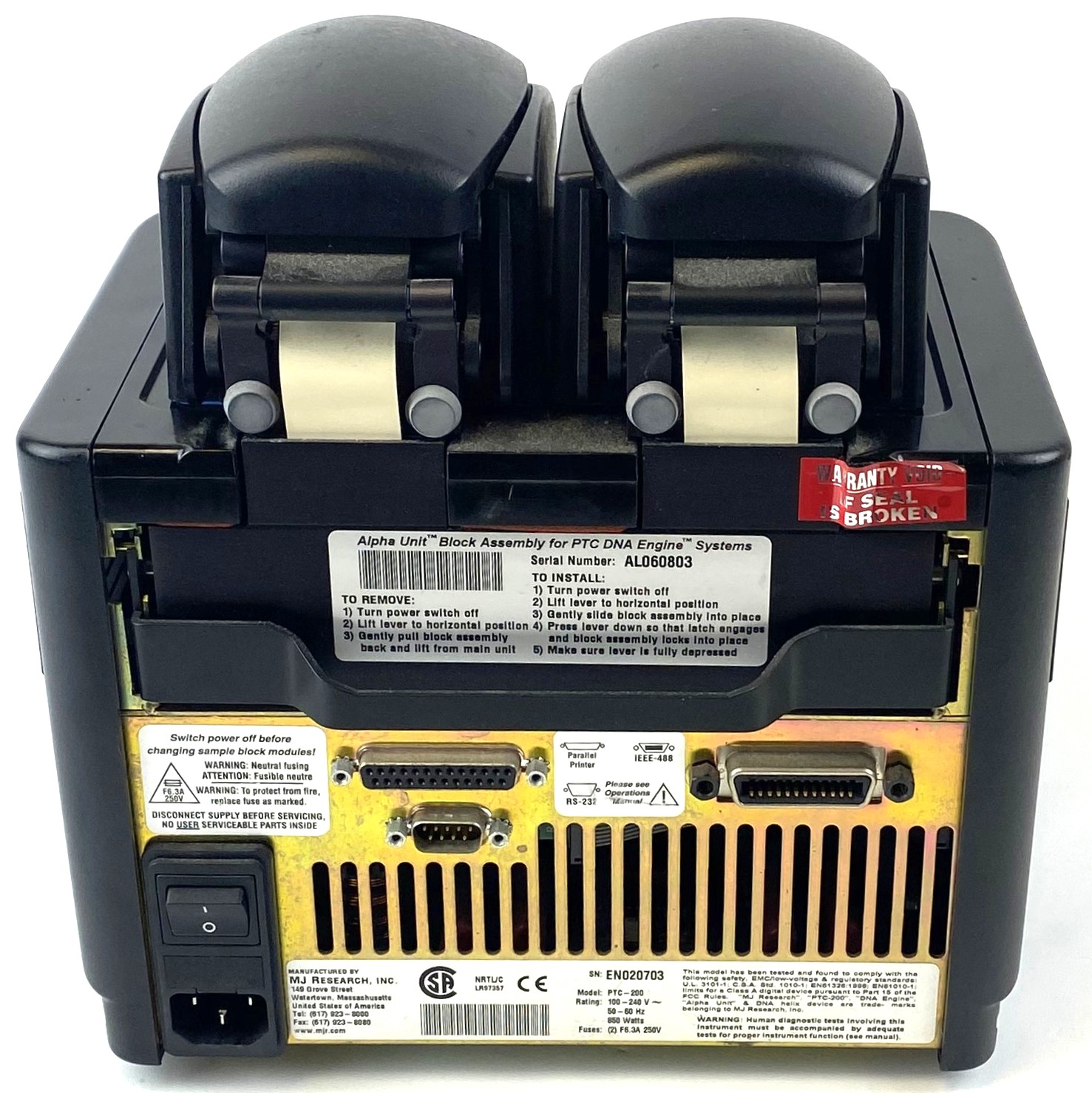 Used MJ Research PTC-200 Thermal Cycler with Alpha Unit Block Assembly