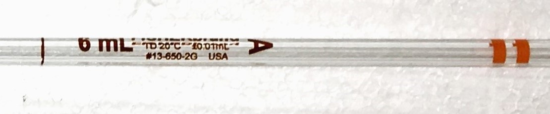 Used Fisherbrand 13-650-2G Class A 6mL Volumetric Pipet