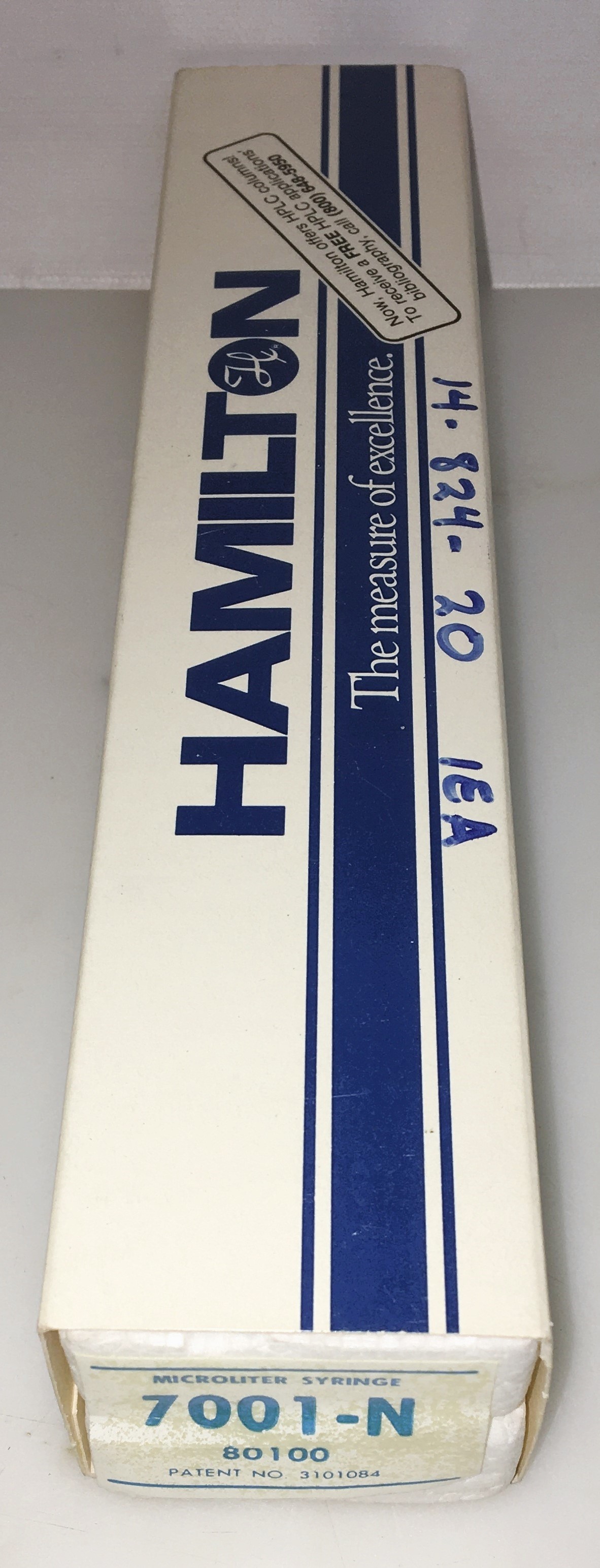 Used Hamilton 80100 Microliter #7001-N Injection Syringe with Knurled Hub - 1 μL