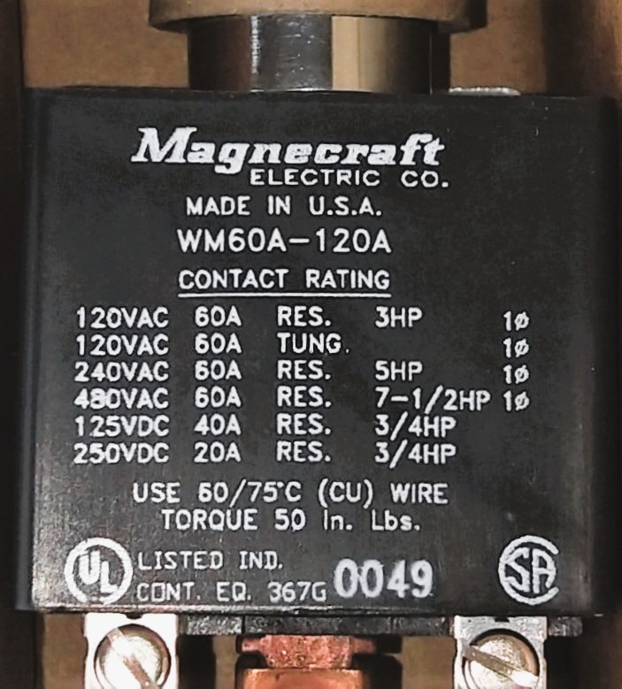 New Open Box Magnecraft WM60A-120A Hg Displacement Relay