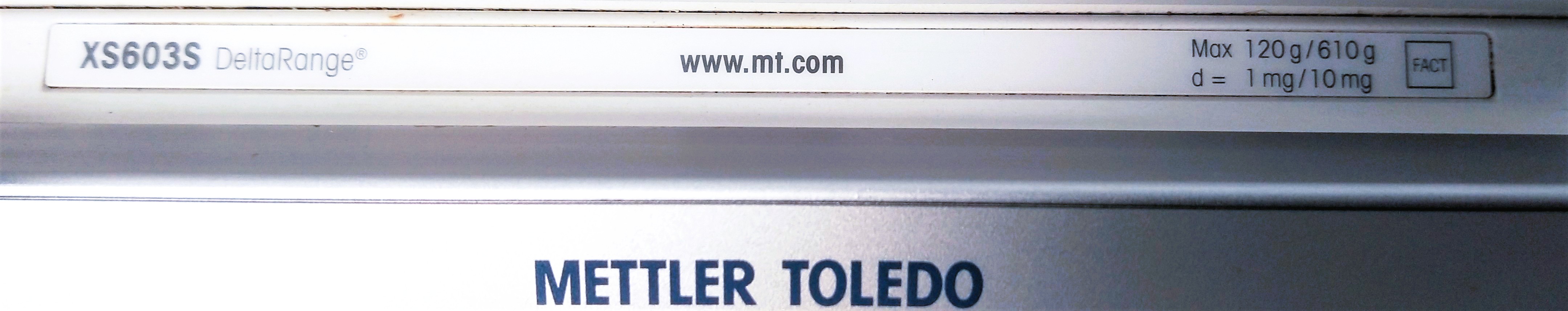 Used Mettler Toledo XS603SDR Delta-Range Analytical Balance (120g x 0.0001g / 610g x 0.001g)