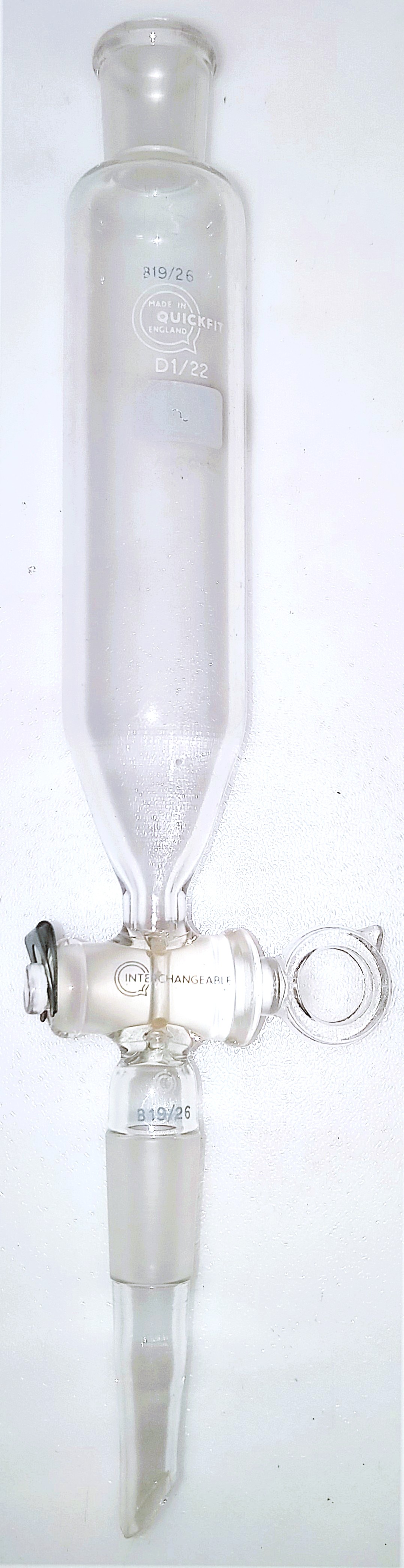 Used QuickFit D1/22 100mL Dropping Funnel with Glass Stopcock