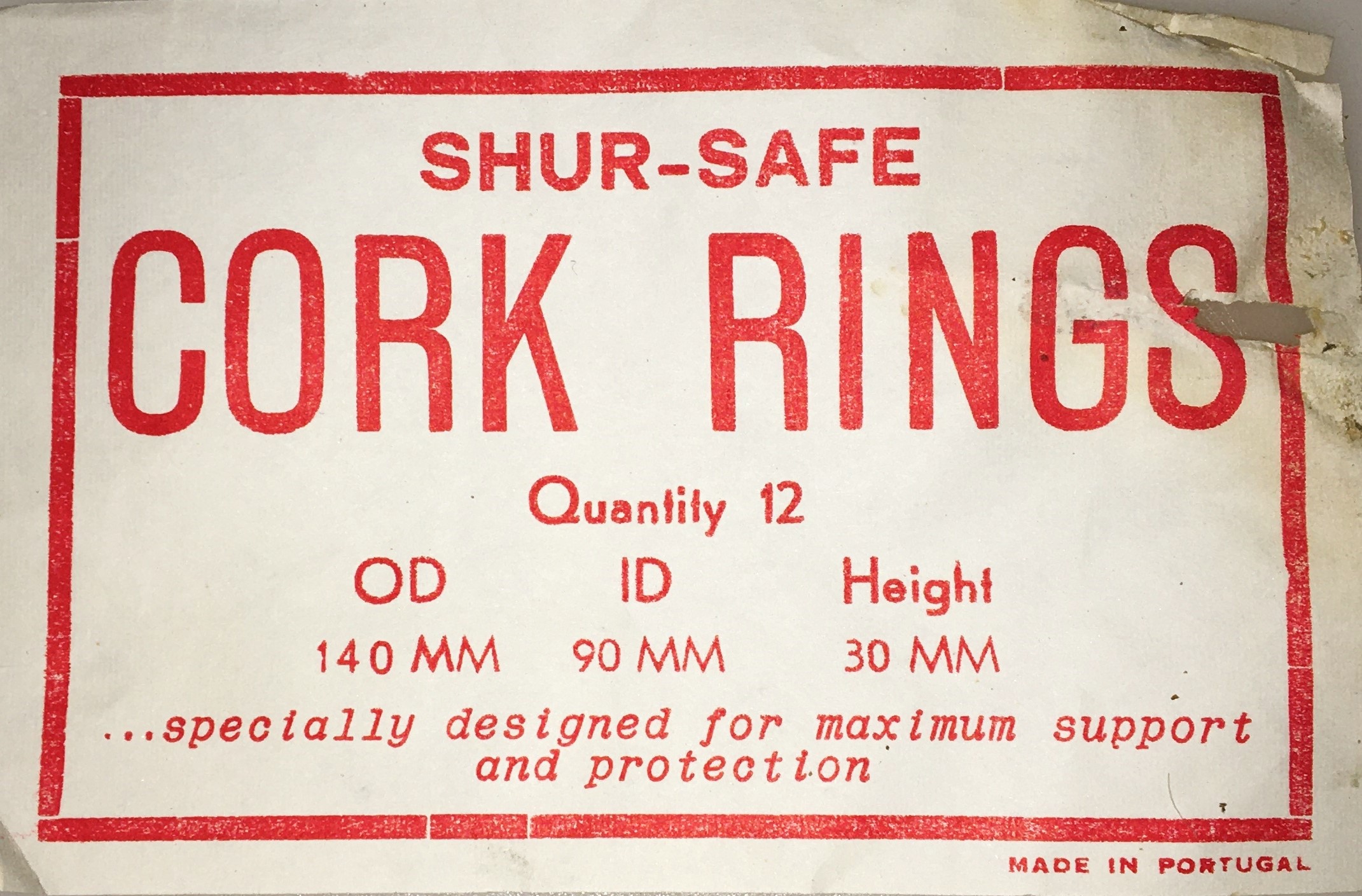 New Open Box Shur-Safe (Cenco) 12445-602 Cork Ring - 140mm OD (Pack of 12)
