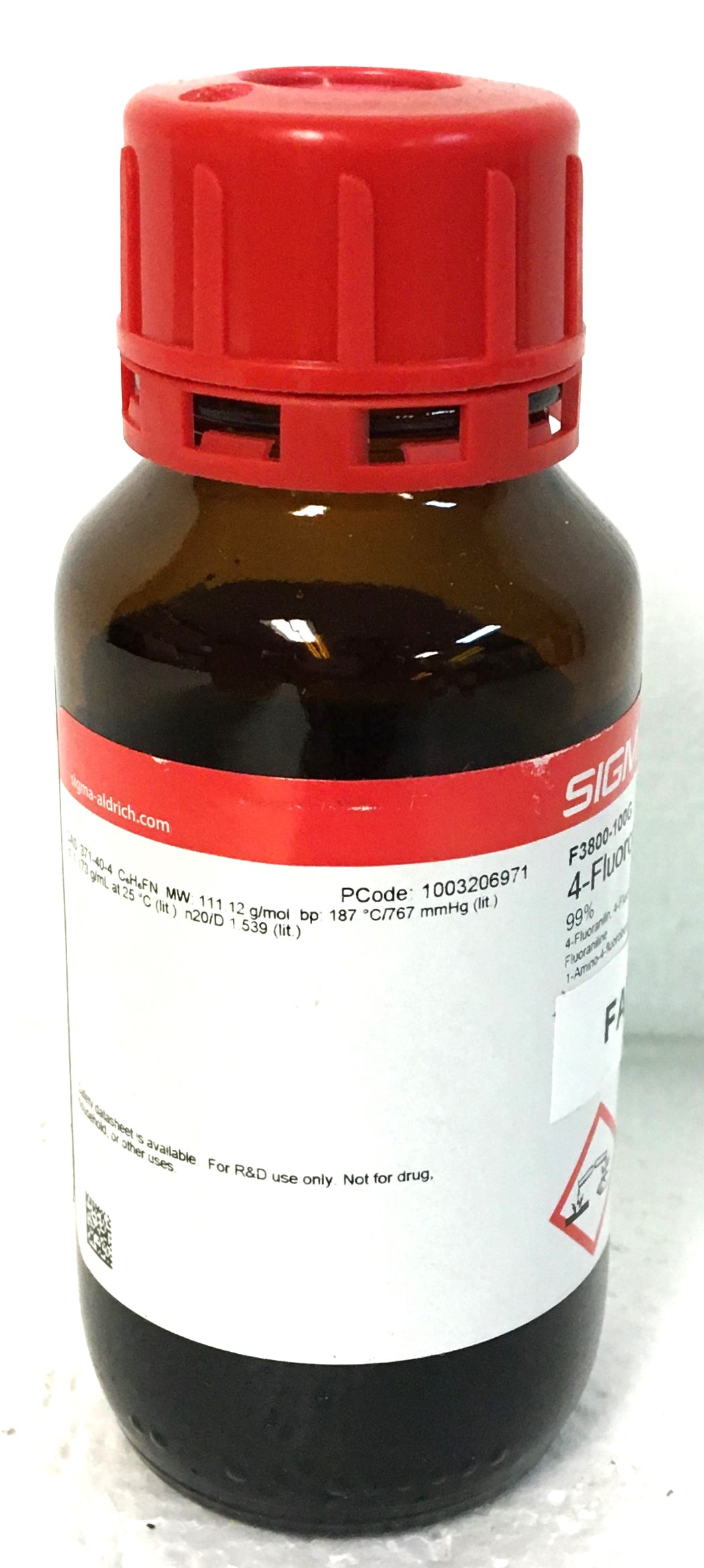 New Sigma-Aldrich F3800-100G 4-Fluoroaniline - 99% (100mL)