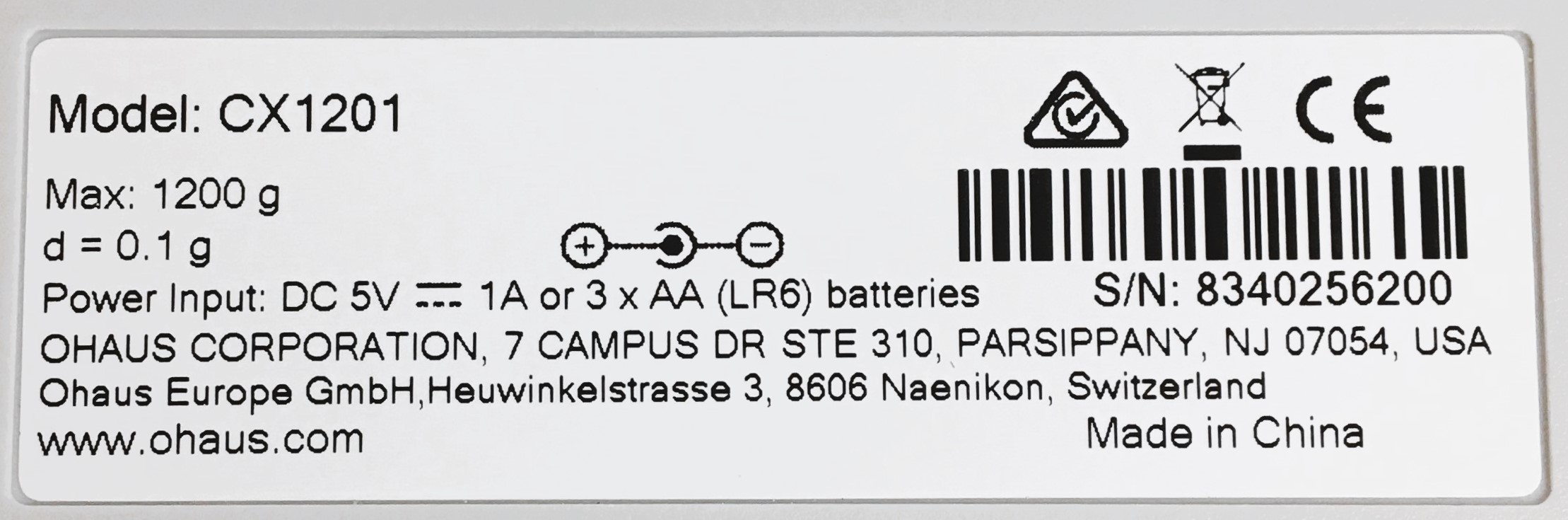 New Open Box Ohaus Compass CX1201 Portable Balance (1200g x 0.1g) 