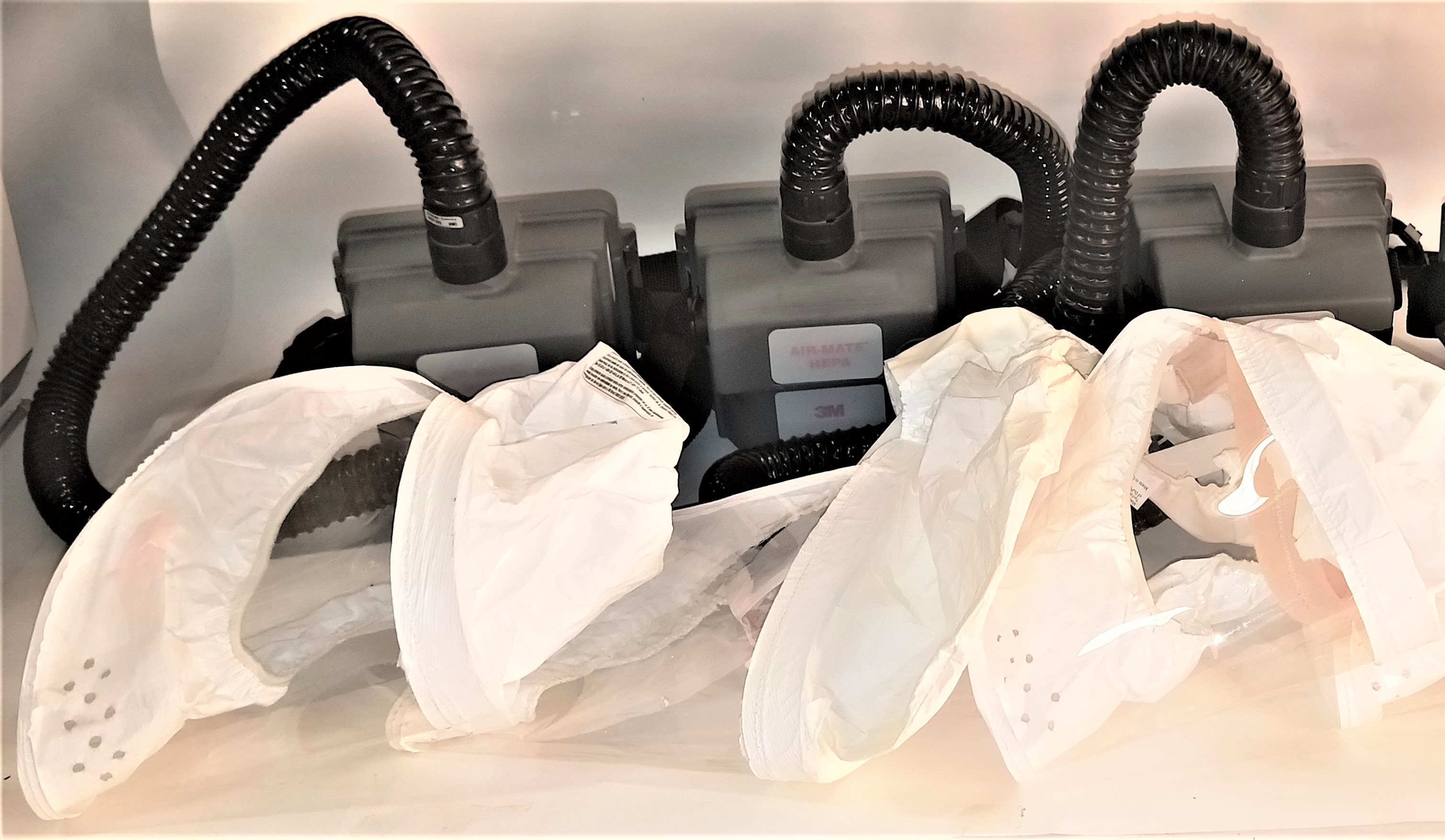 Used 3M Air-Mate HEPA Respirator (PAPR) Unit with Head Cover (Regular Size)