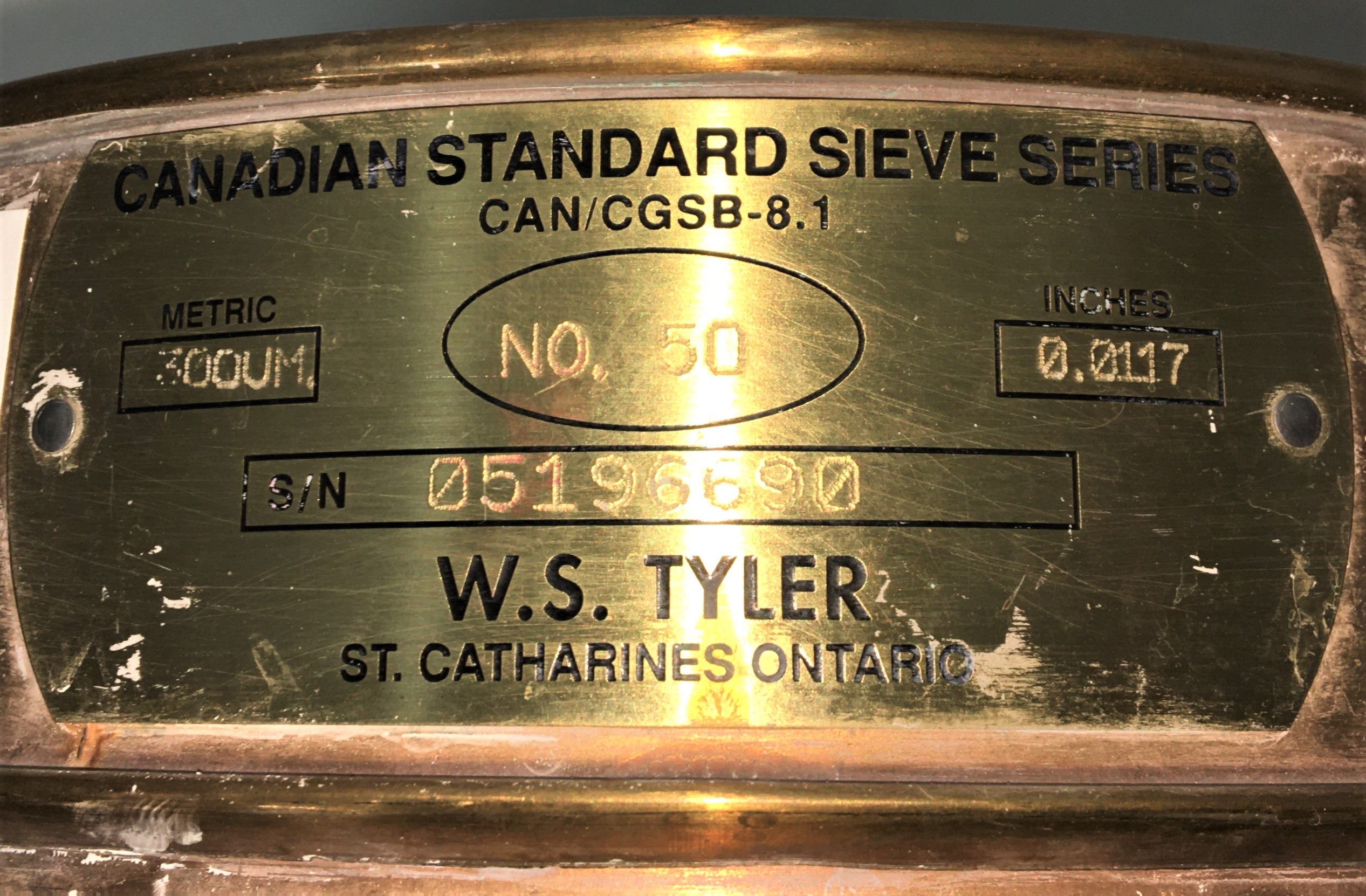 Used Tyler (Fisher) #50 Brass 8" Sieve