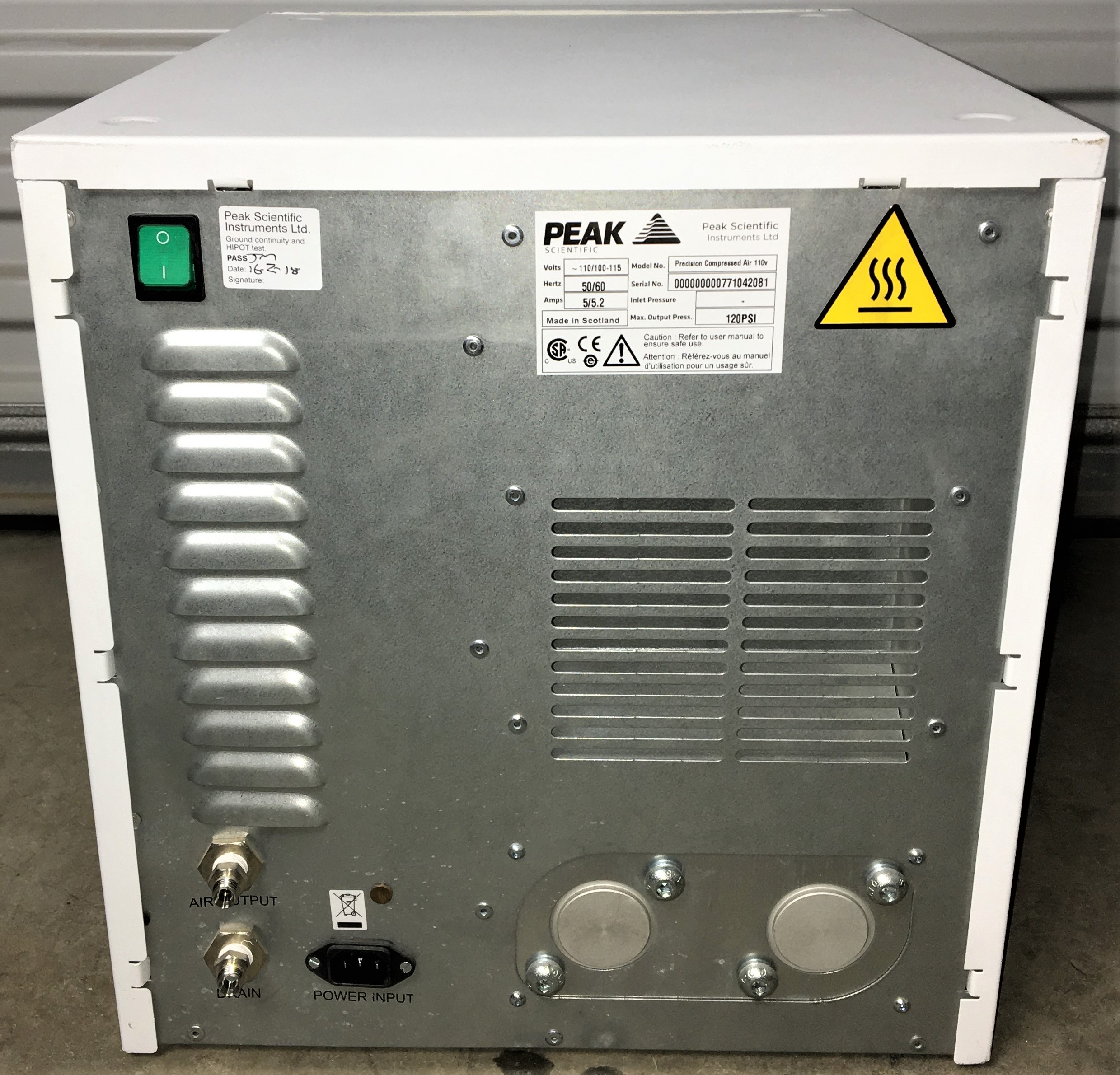 Used Peak Trace 600 Nitrogen Generator with Precision Air Compressor