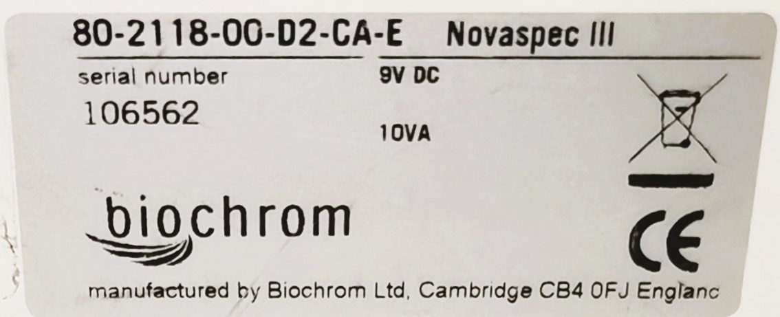 As is Biochrom Novaspec III Visible Spectrophotometer (330 to 830nm)