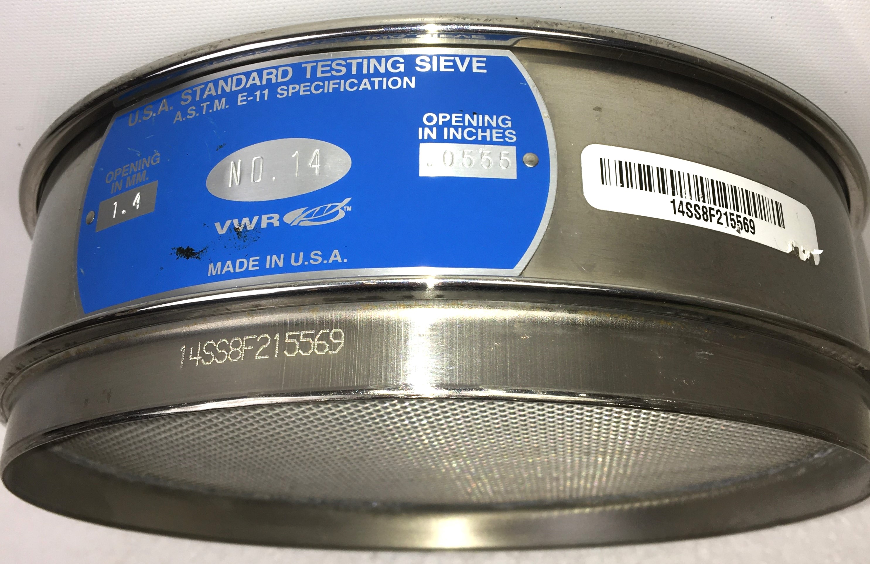 Used VWR Stainless Steel Sieve Kit - 8" Diam (Set of 4)