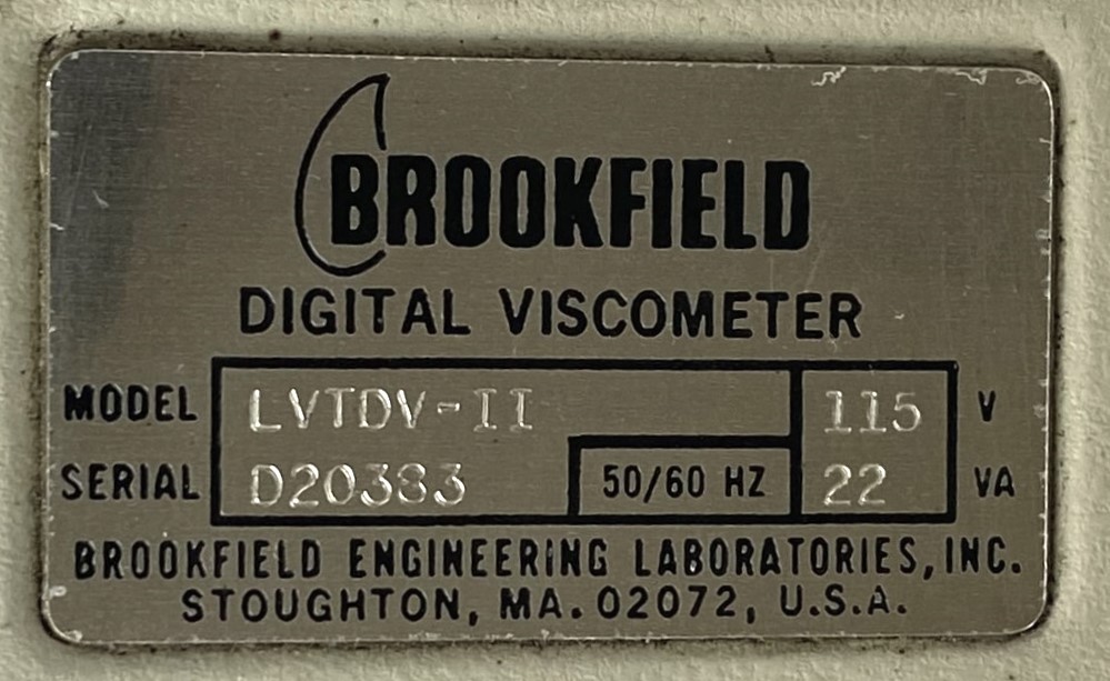 Used Brookfield LV-DV-II Digital Viscometer with Spindles, Stand and Carrying Case