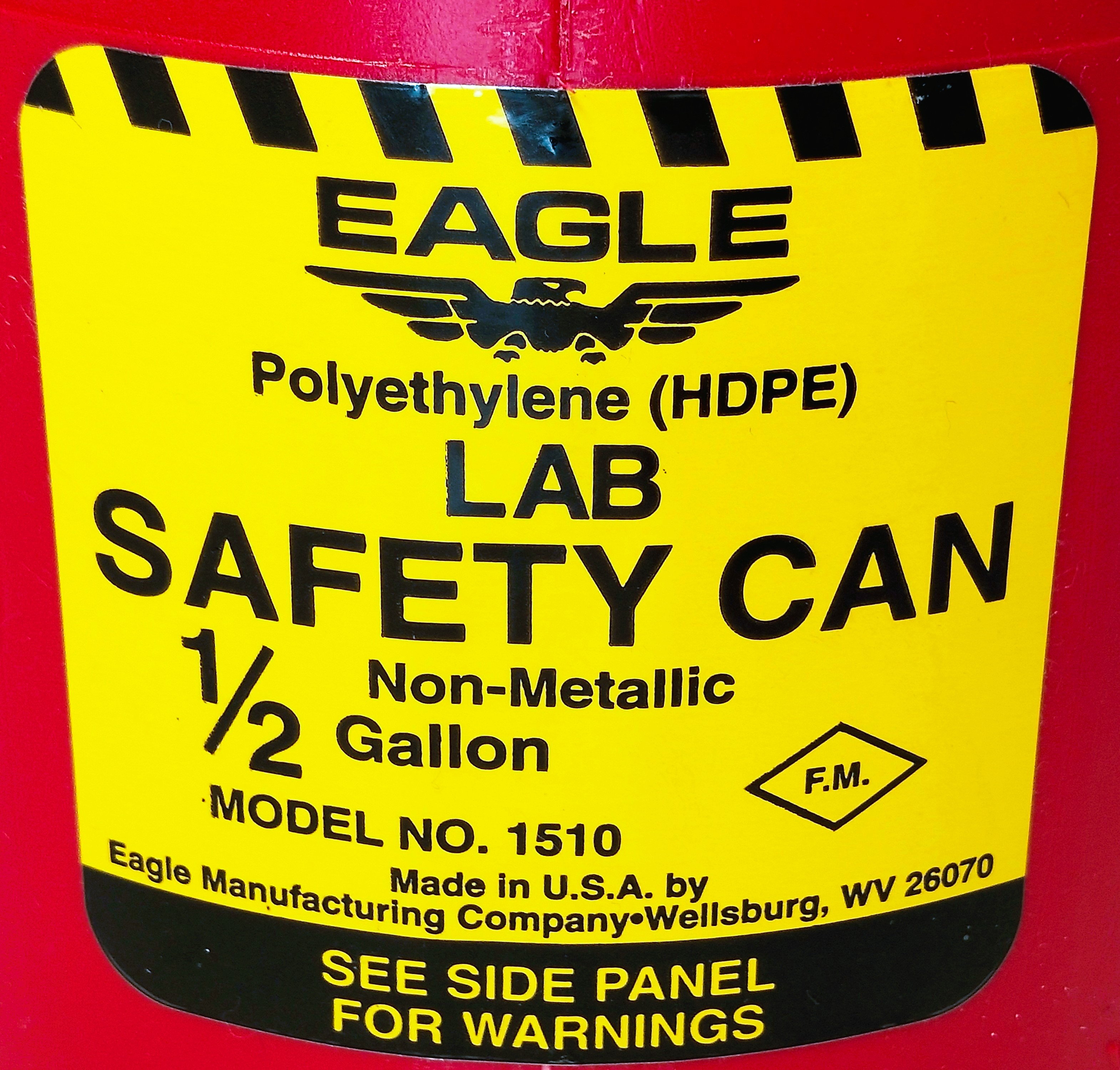 New Open Box Eagle 1510 Lab Safety Can (1/2 Gallon)