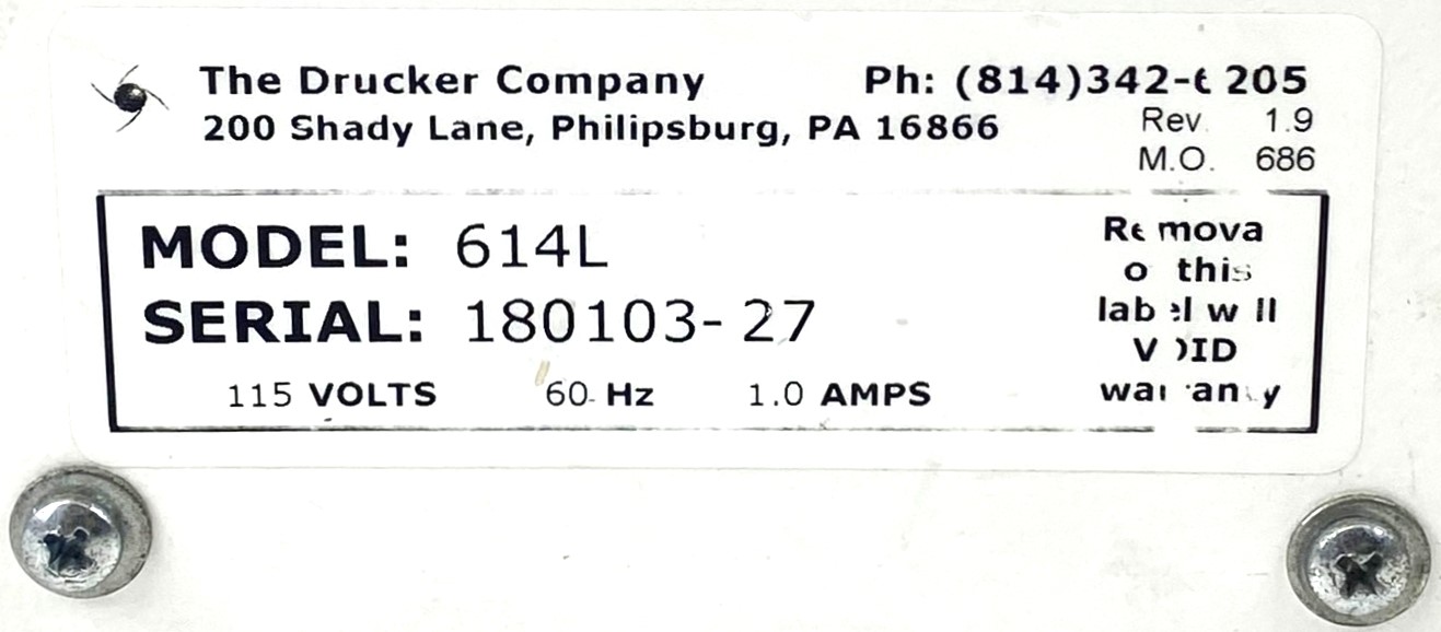 Used Drucker 614L Centrifuge with Rotor (6 x 15mL)