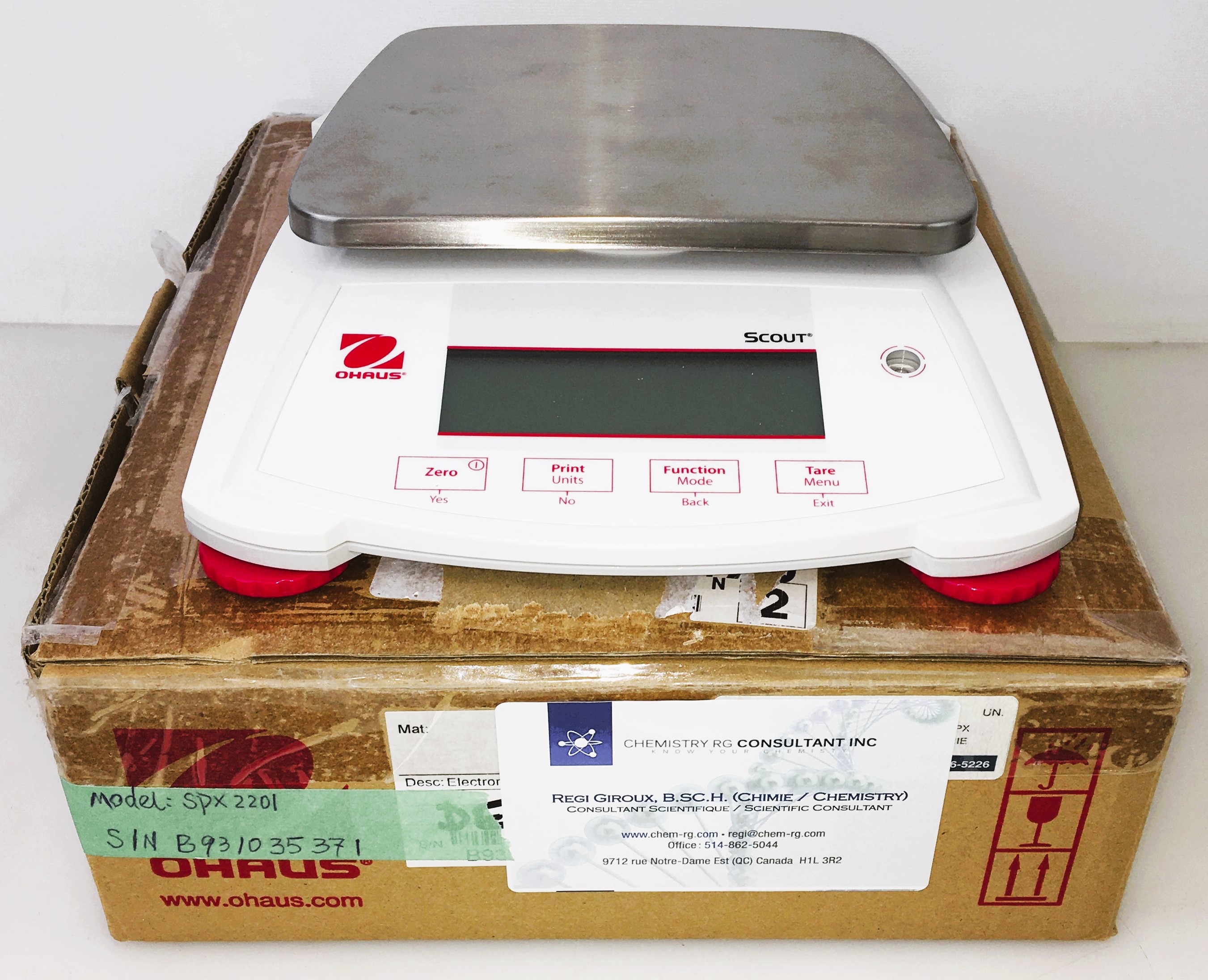 New Open Box Ohaus Scout SPX 2201 Portable Balance (2200g x 0.1g)