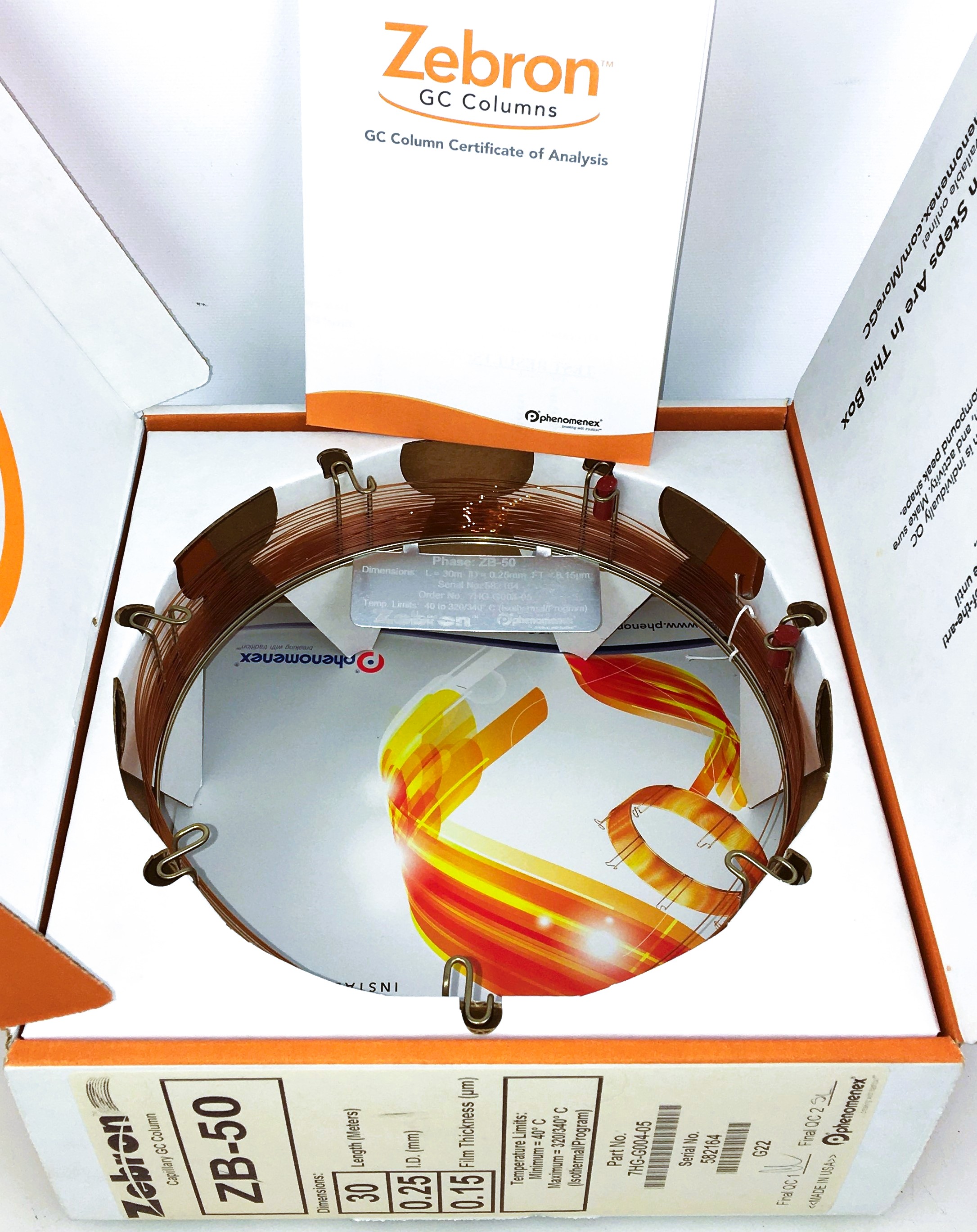 New Open Box Zebron ZB-50 (7HG-G004-05) Capillary Column (30M x 0.25mm x 0.15 µm)