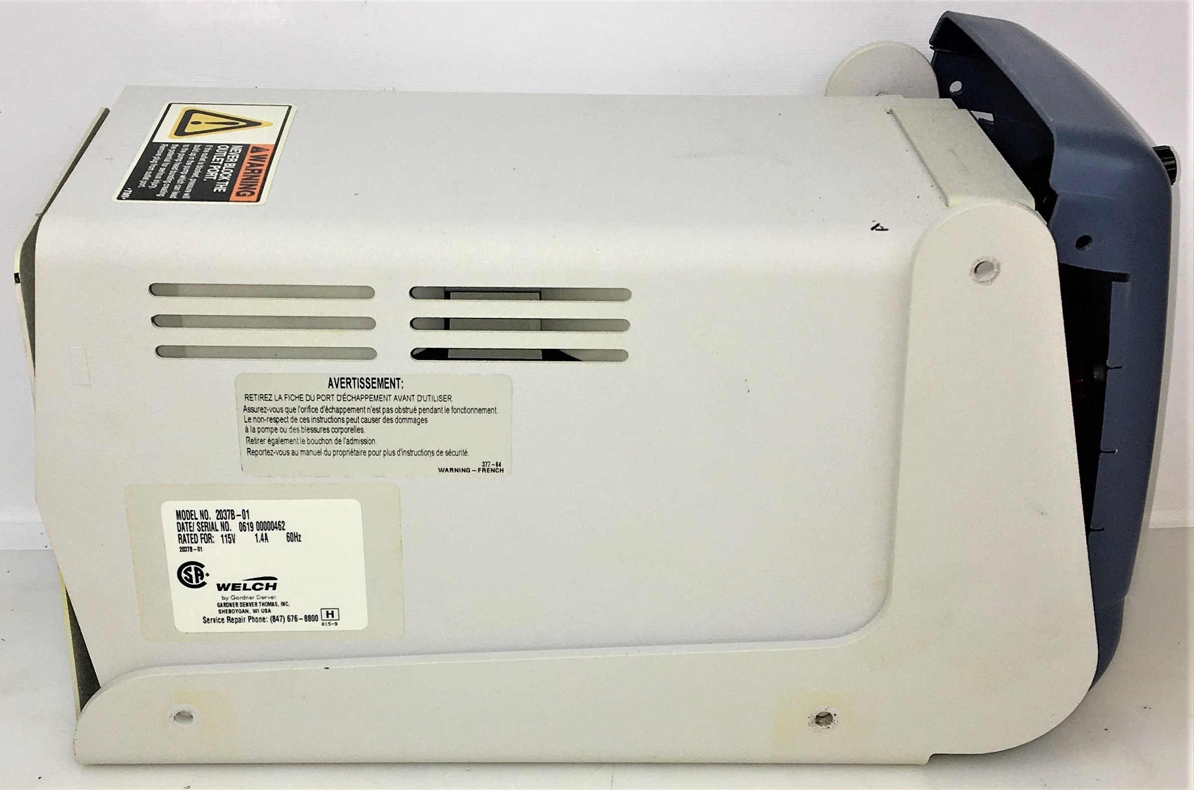 Used Welch DryFast 2037B-01 Diaphragm Vacuum Pump