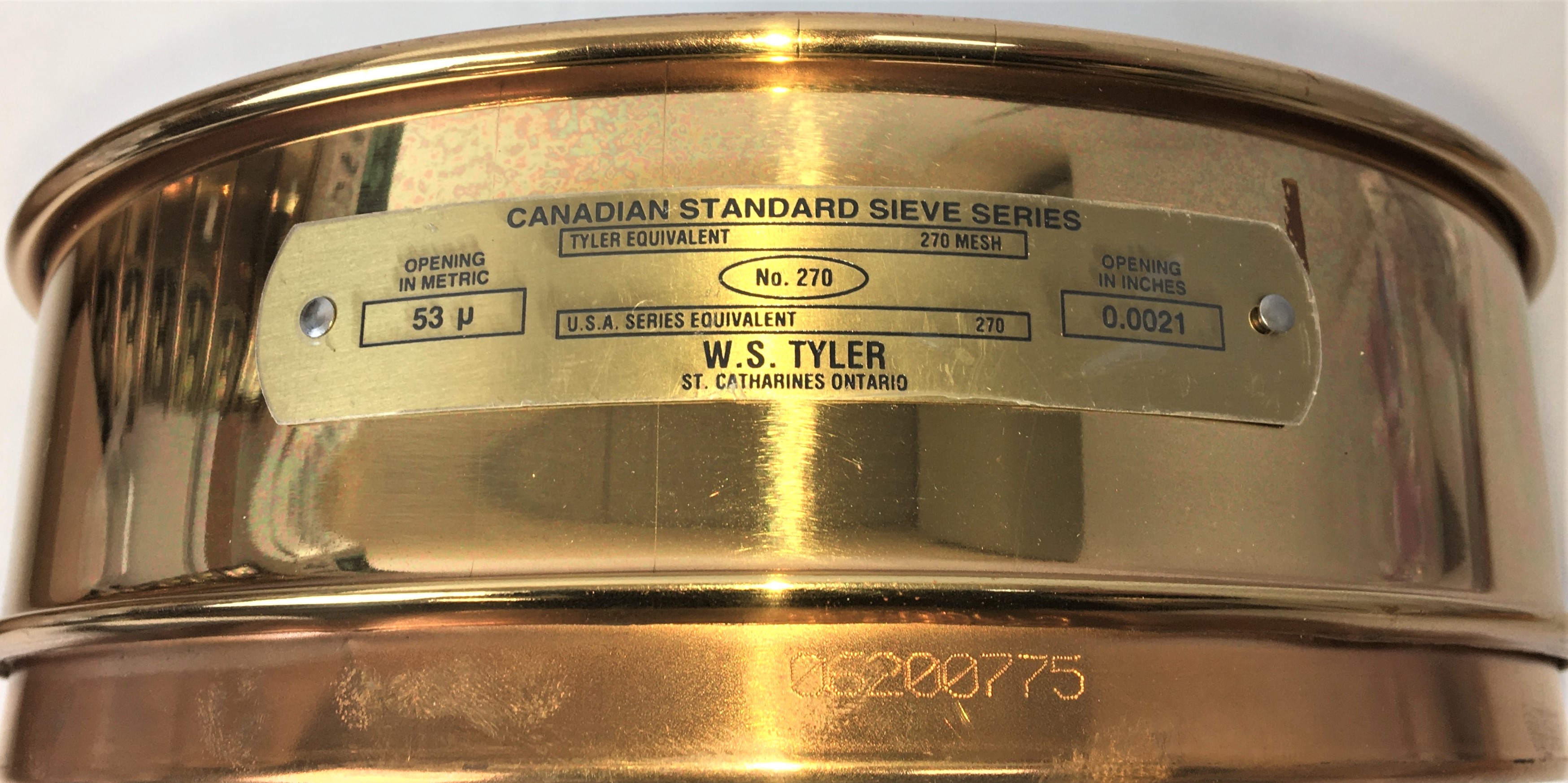 New Open Box Tyler #270 Brass 12" Sieve (75μm)