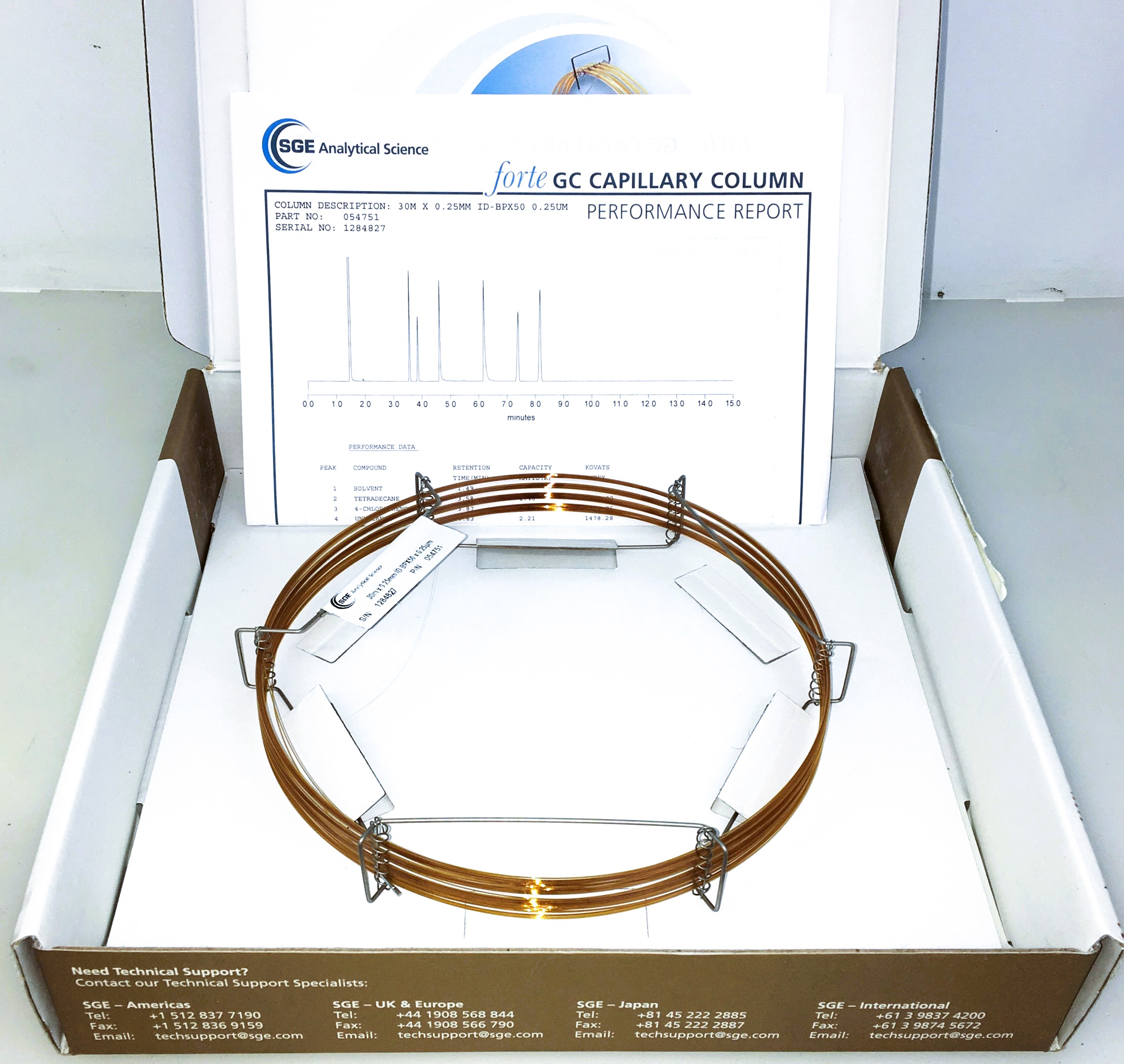 Used SGE BPX50 (054751) Capillary Column (30M x 0.25mm x 0.25µm)