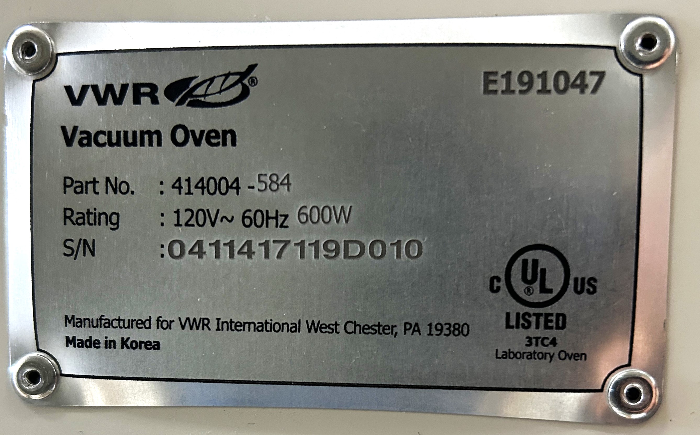 New Open Box VWR Basic Vacuum Oven (0.7 Cu-Ft)