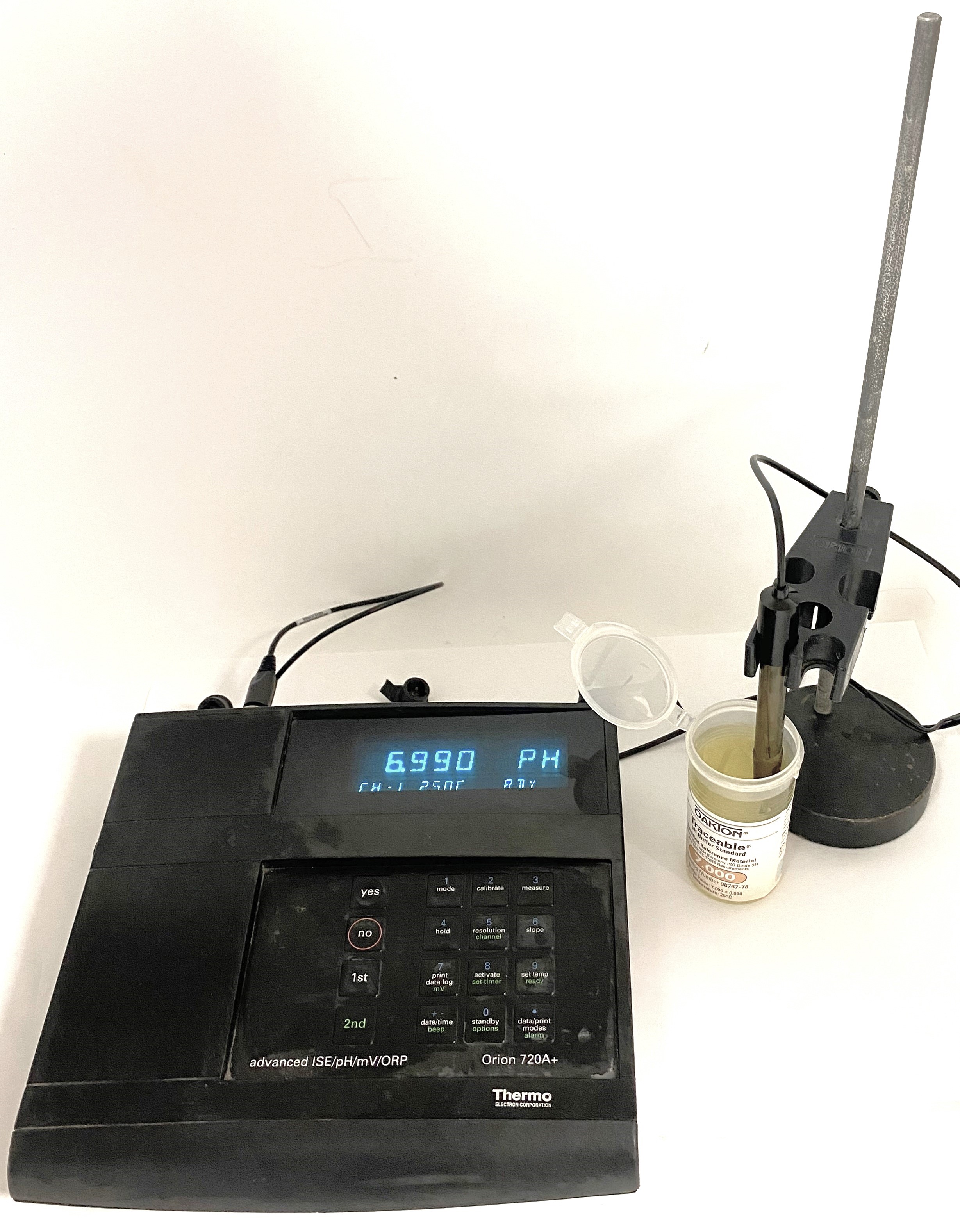 Used Thermo Orion 720A+ pH-ISE-ORP Meter with Electrode and Support Stand