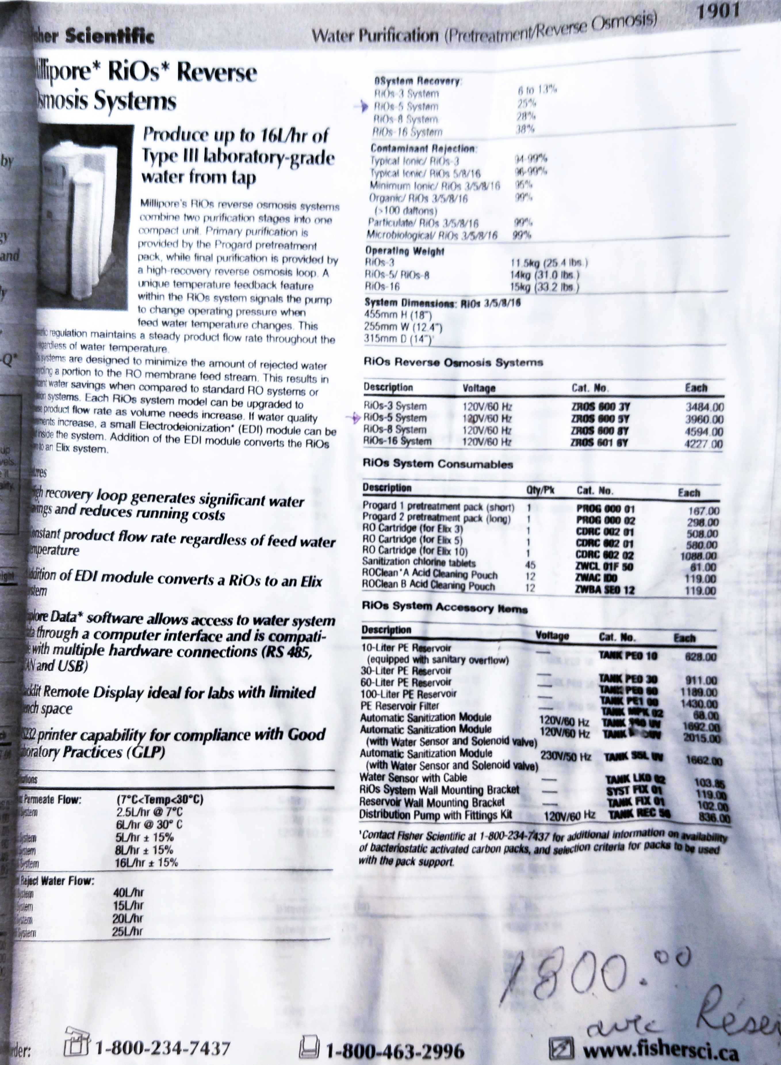 Used Millipore RiOS 5 Water Purifier