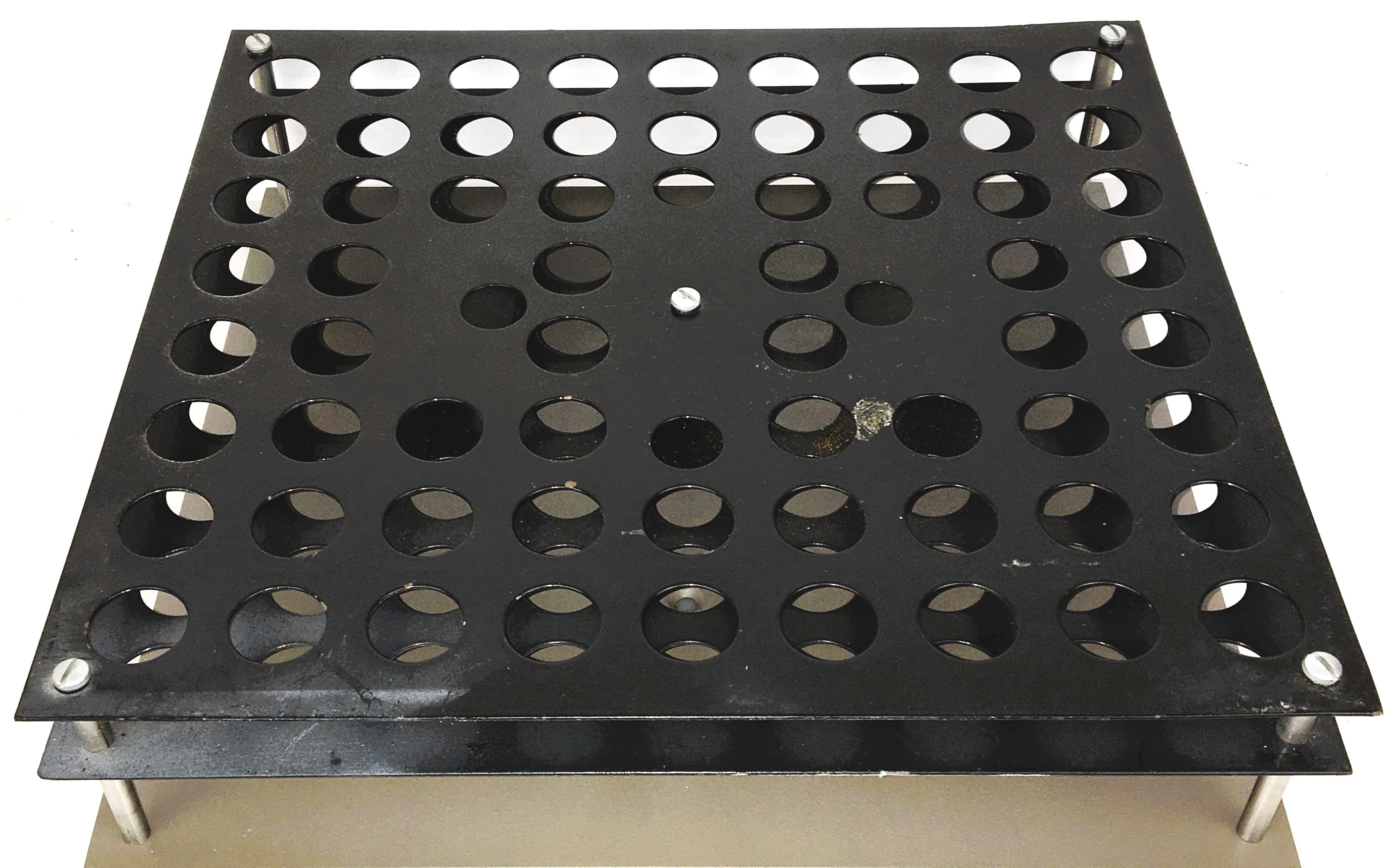 Used Tube Holder Platform Attachment for Shaker (64 x 25mm Diam) - 14" x 13"