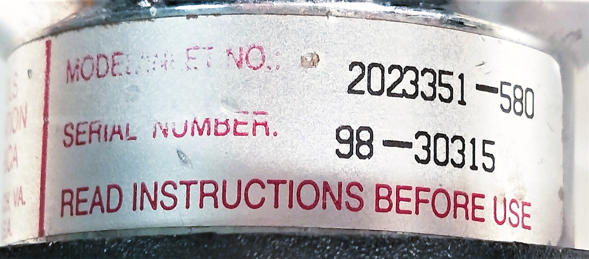 Used Liquid Air 2023351-580 Stainless-Steel Regulator (CGA 580)