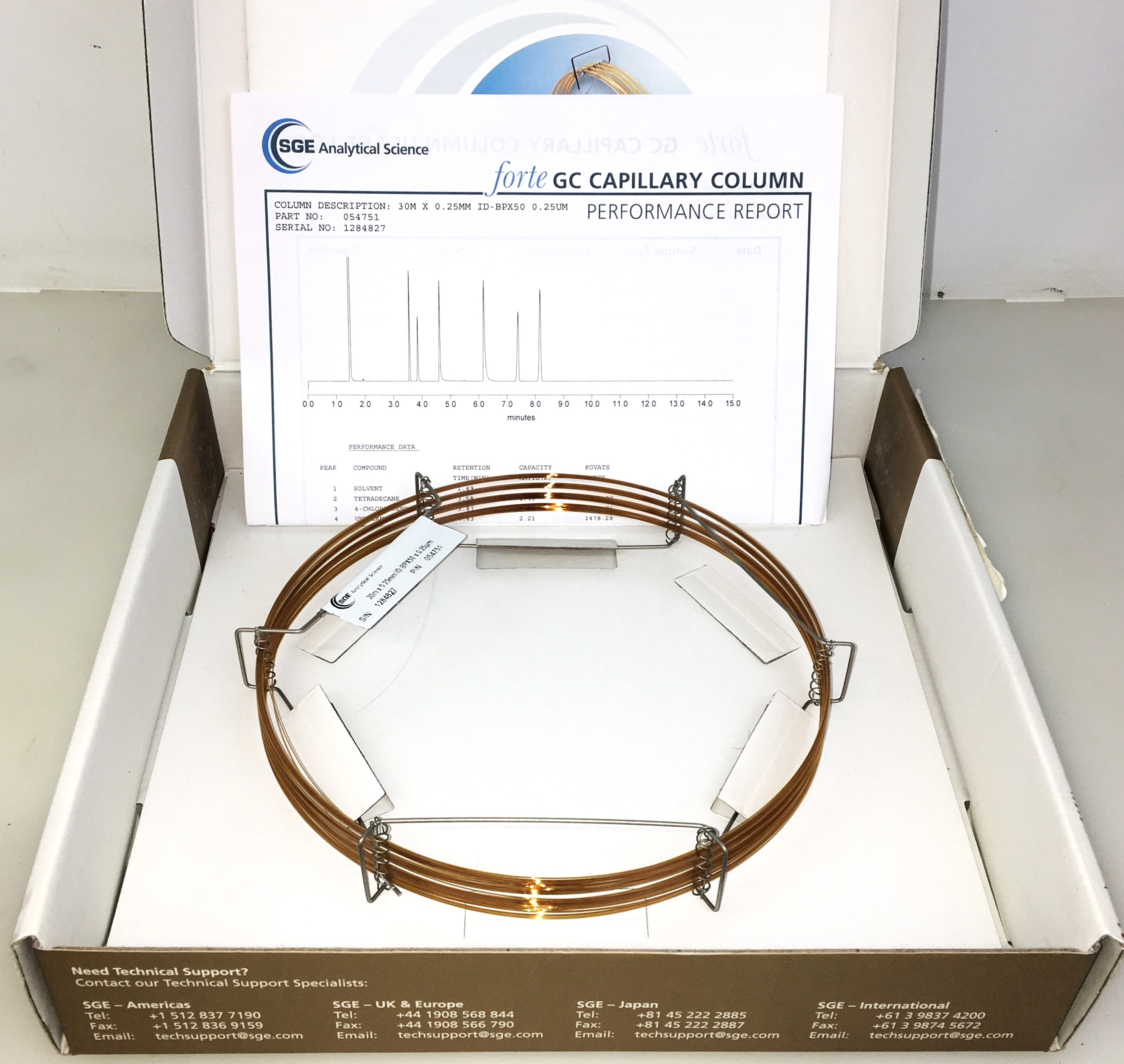 Used SGE BPX50 (054751) Capillary Column (30M x 0.25mm x 0.25µm)