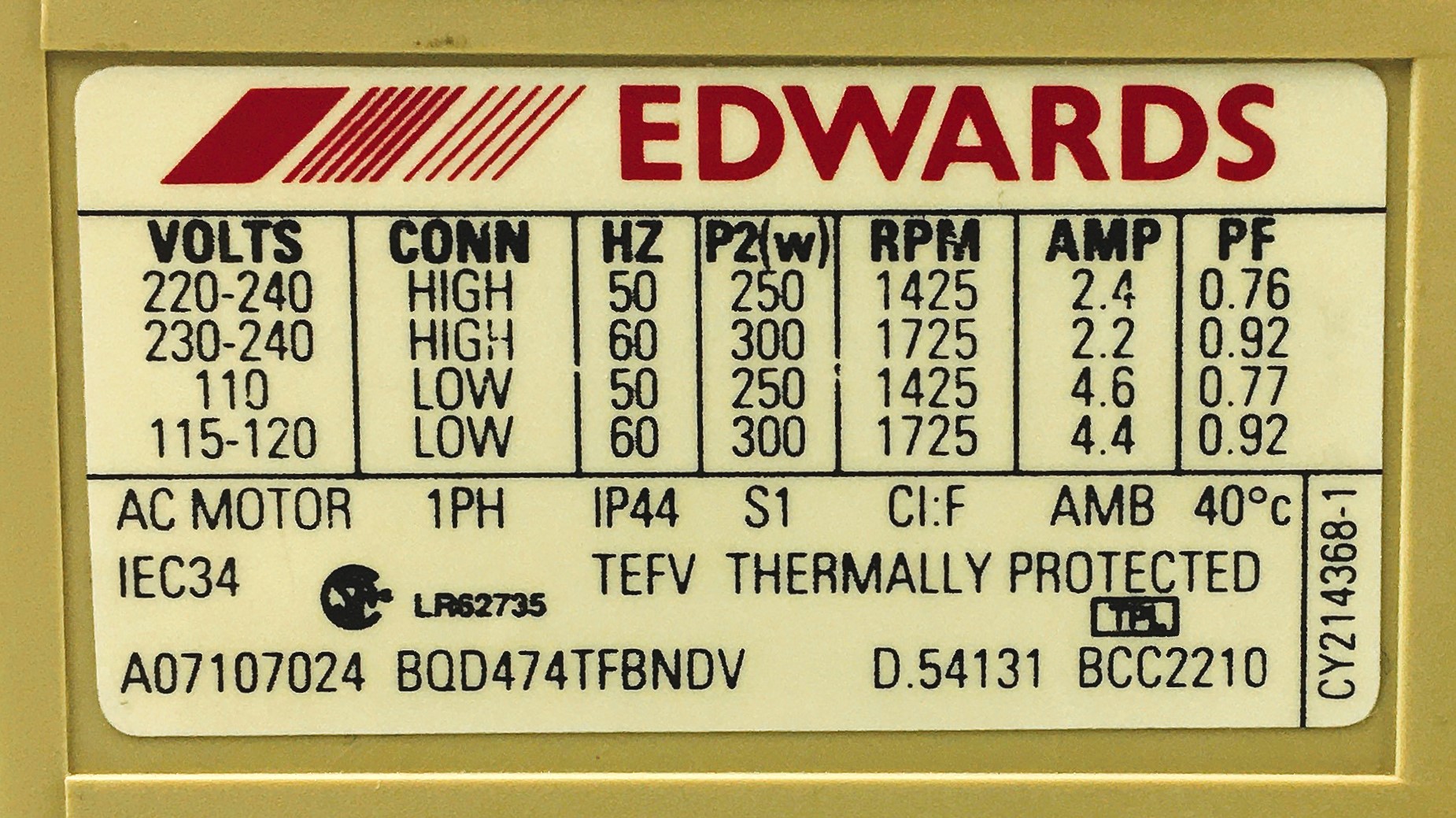 Used Edwards RV3 Rotary Vacuum Pump with Oil Trap (2.6cfm)