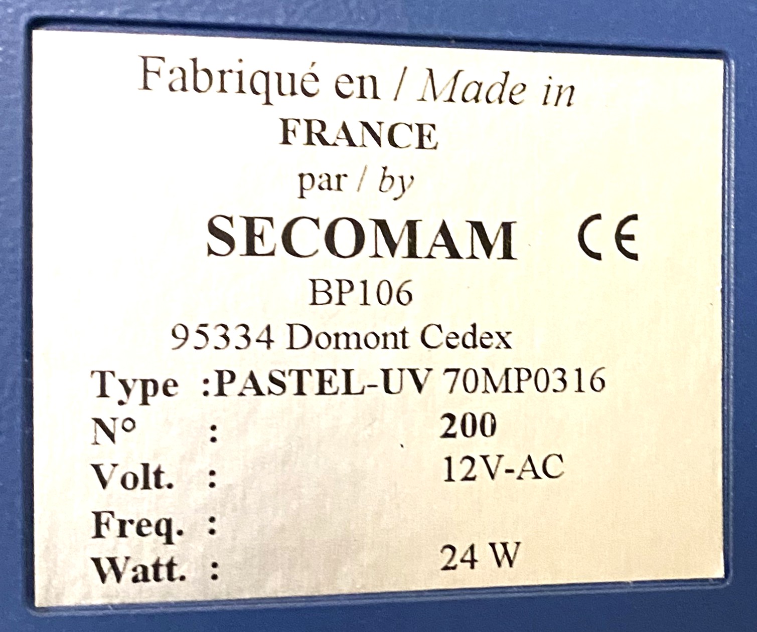 Used Secomam Pastel-UV Portable Spectrophotometer (200-350nm)