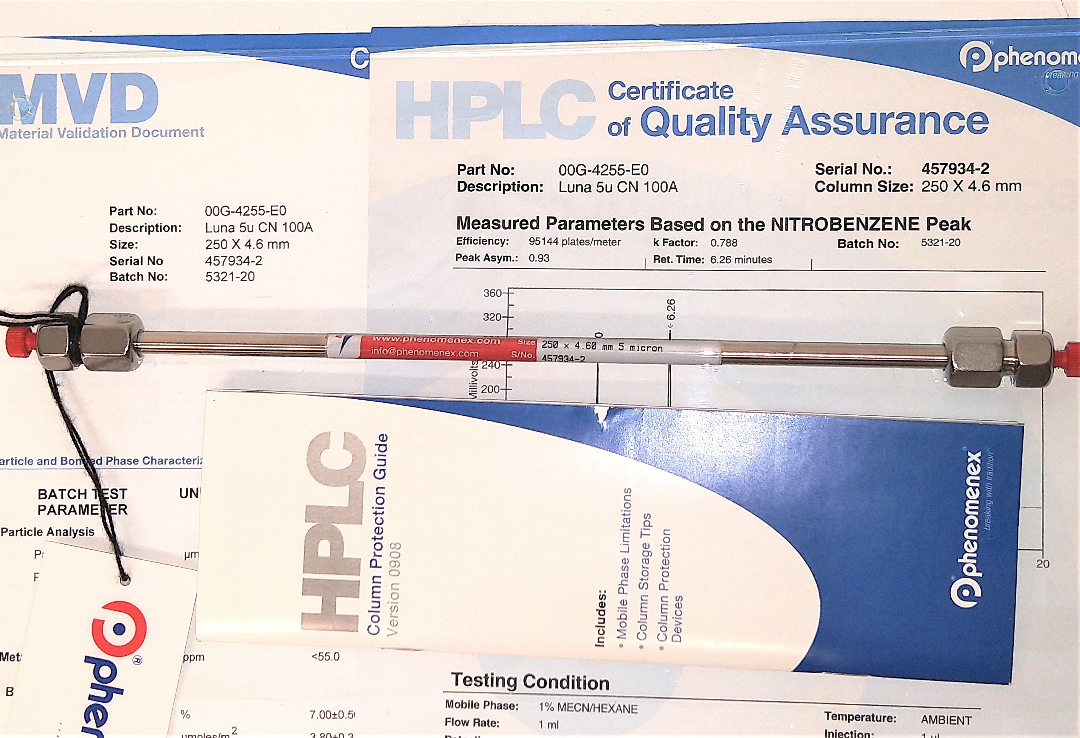 New Open Box Phenomenex Luna CN (00G-4255-E0) LC Column (25 cm × 4.6 mm x 5µm)