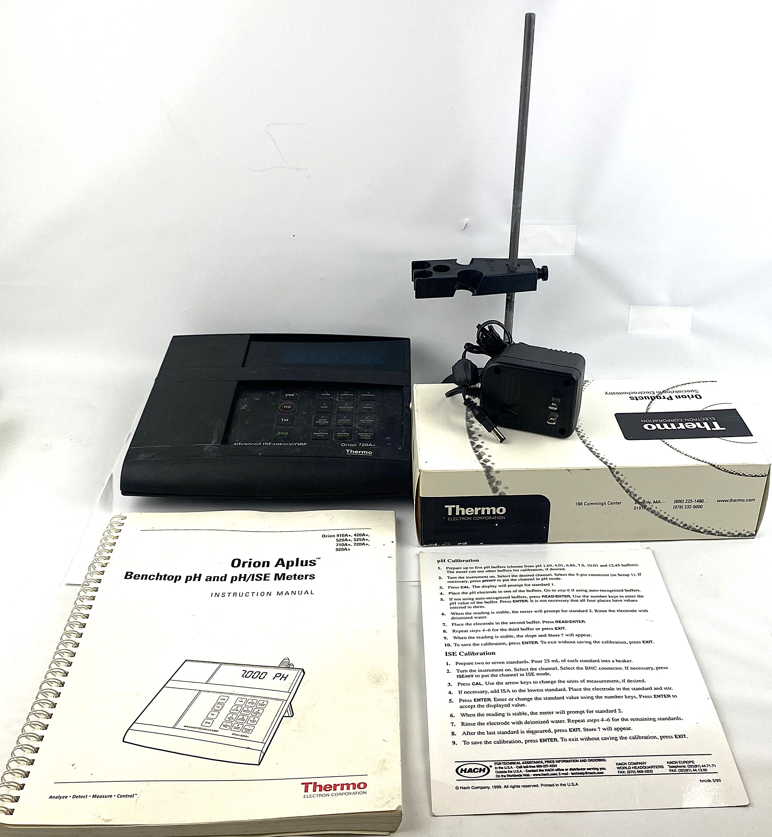 Used Thermo Orion 720A+ pH-ISE-ORP Meter with Electrode and Support Stand