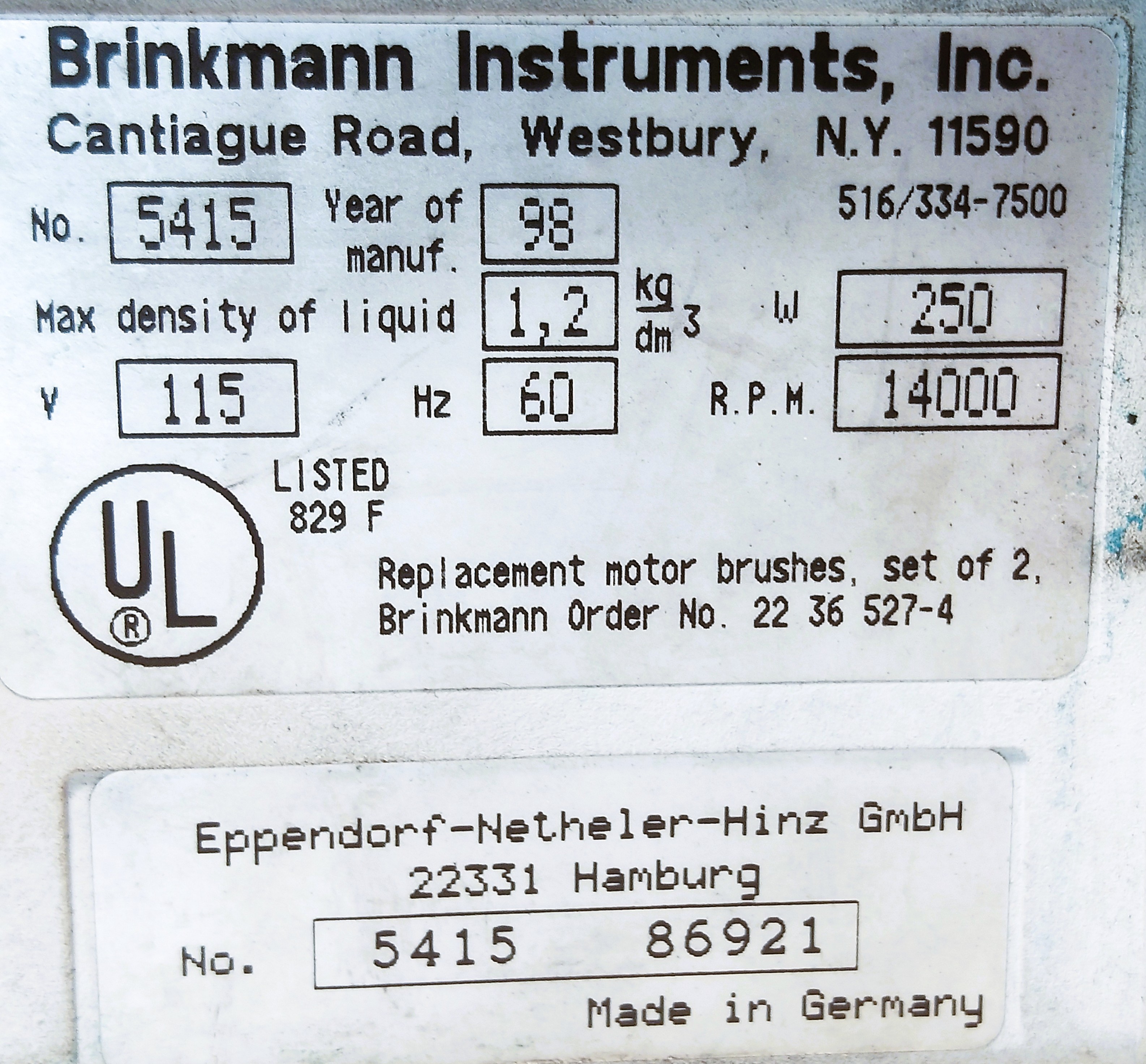 Used Eppendorf 5415C Microcentrifuge (18 x 1.5mL)