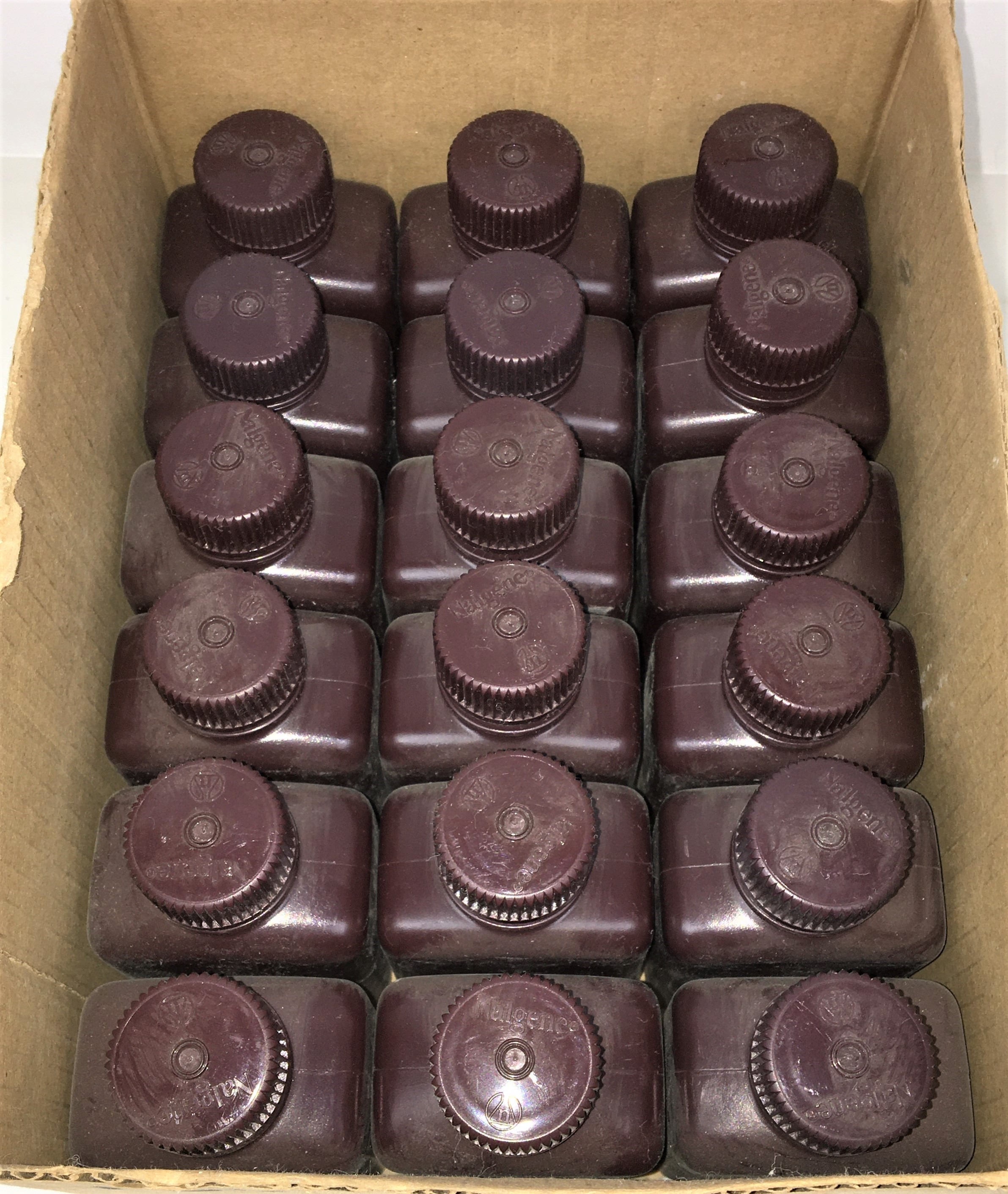 New Open Box Lot of Amber Glassware and Plasticware - Bottles and Jars