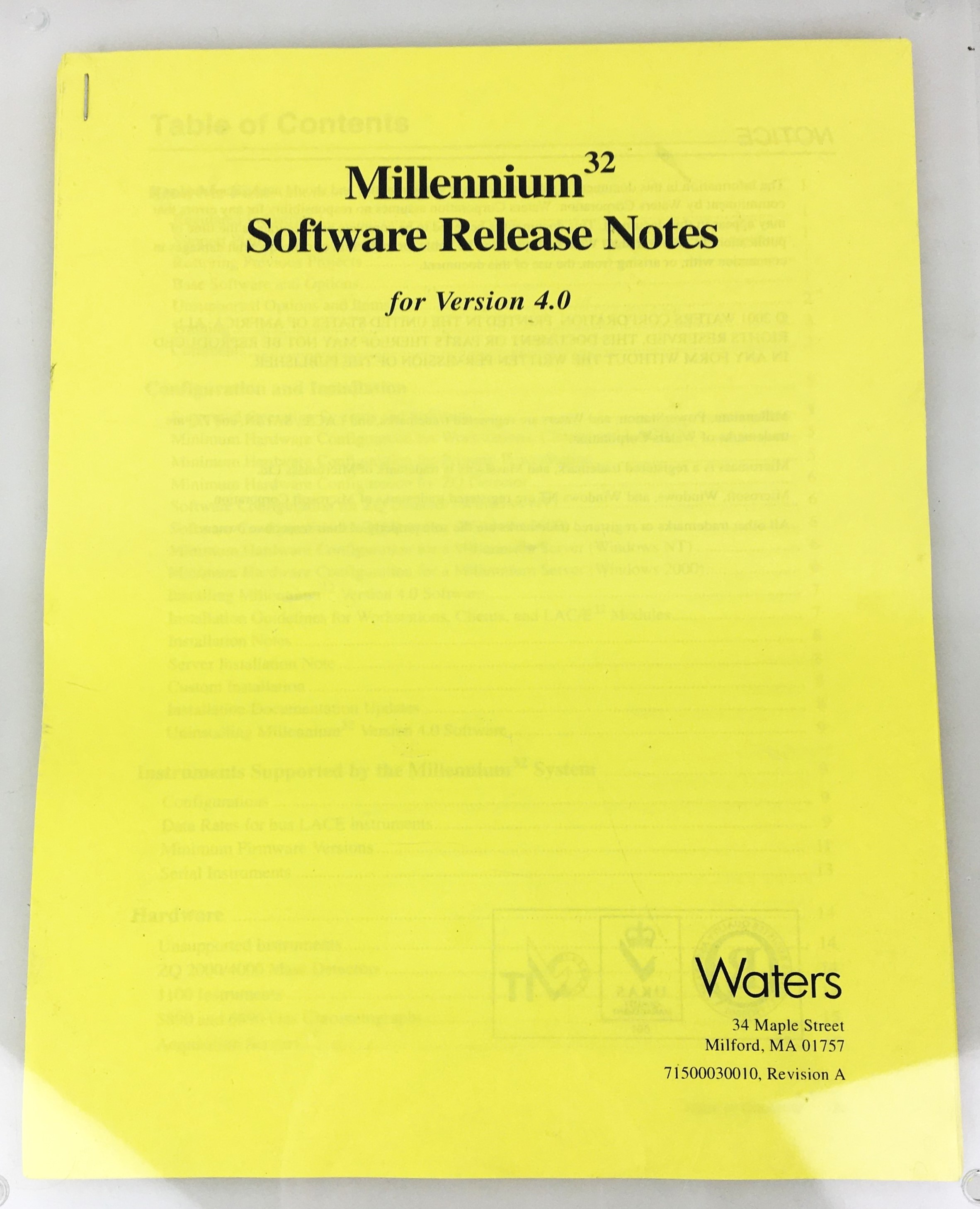 New Open Box Waters Millenium32 (Ver 4.0) Chromatography Software Kit with Key Disk