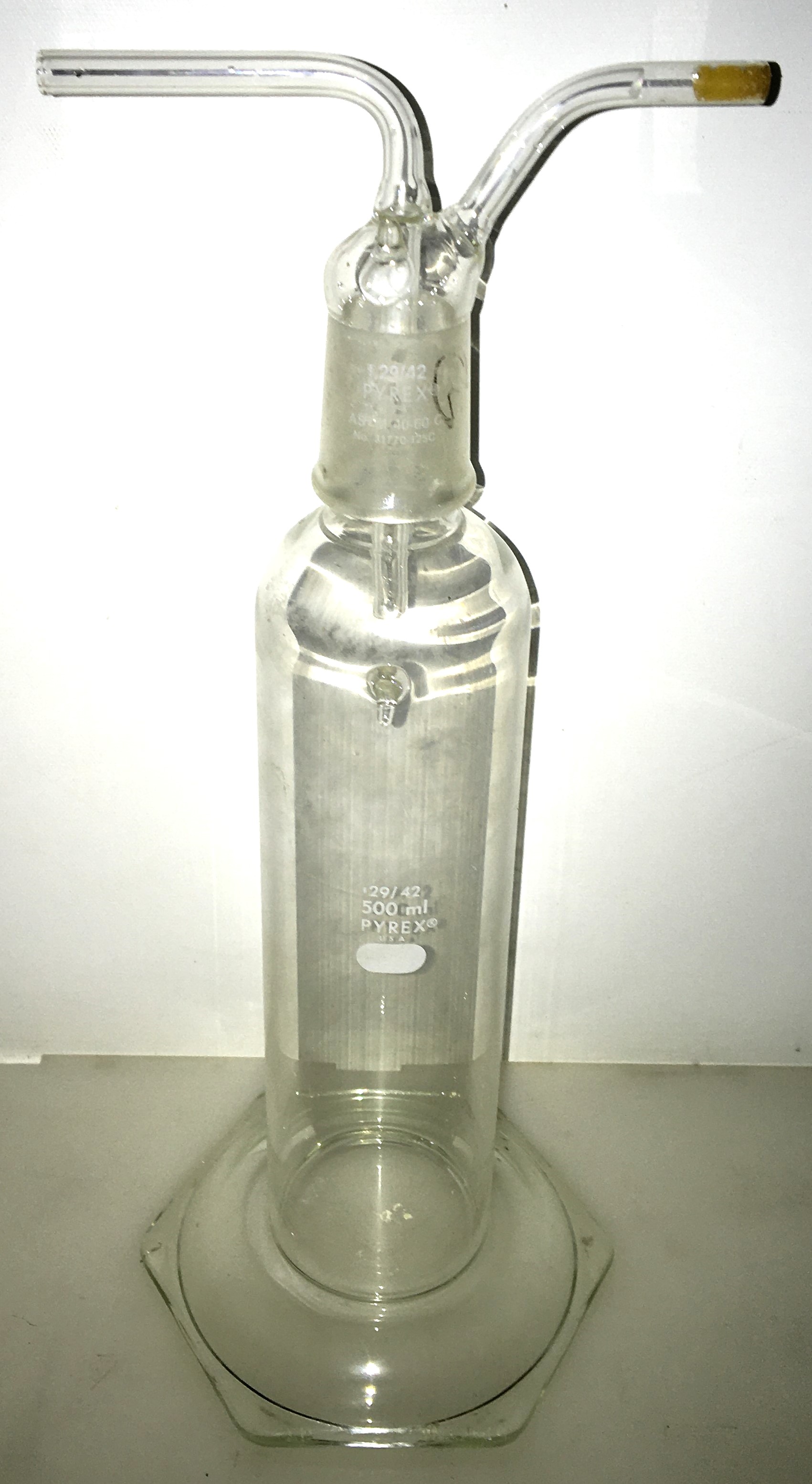 Used Corning PYREX 31770-500 Gas Washing Bottle