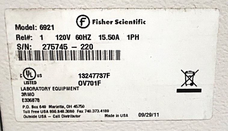Used Fisher Isotemp OV701F Forced-Air Oven  (3.8 Cu-Ft)