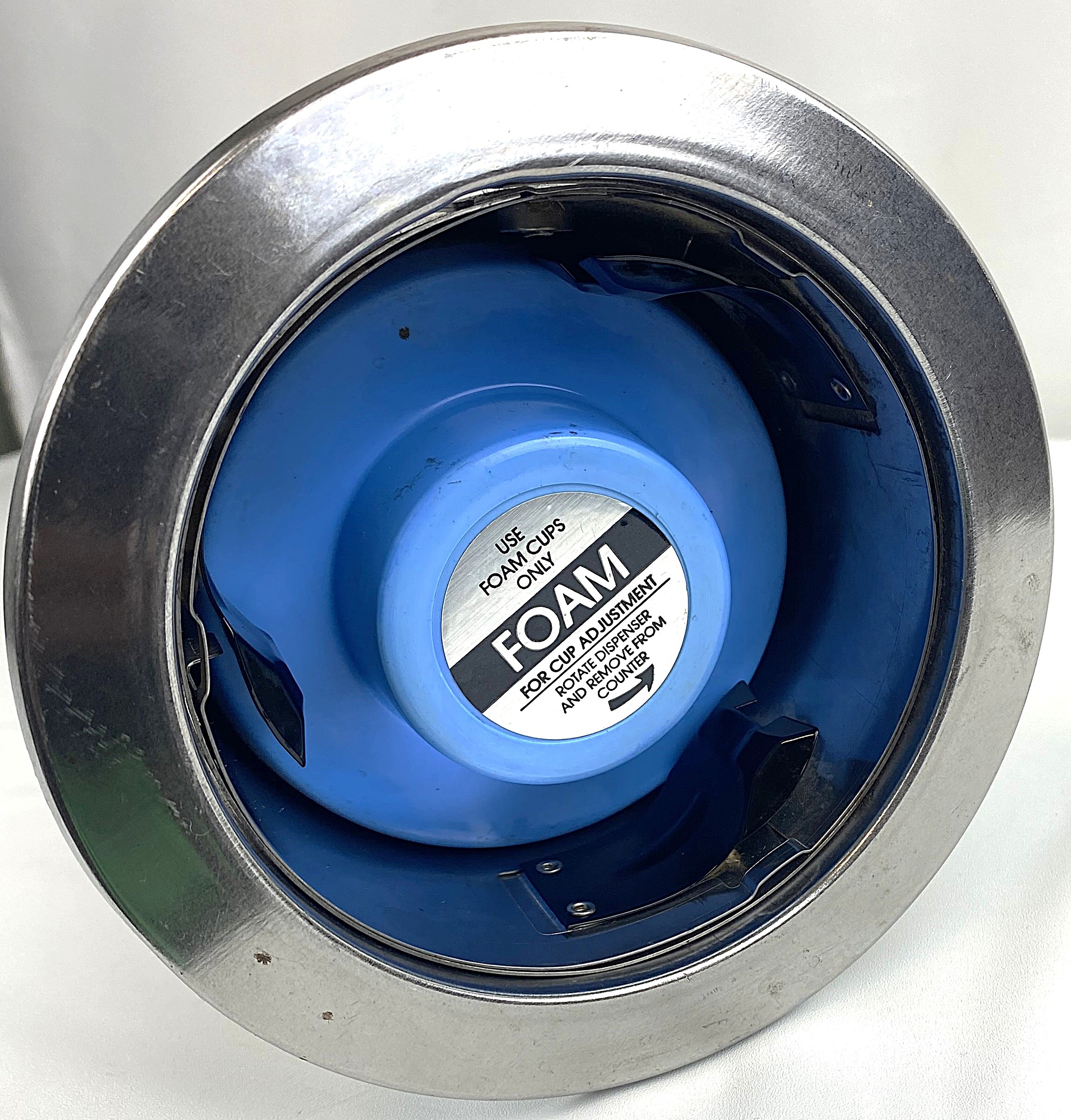 New Open Box Dispense-Rite ADJ-2S Stainless Steel In-Counter Cup Dispenser